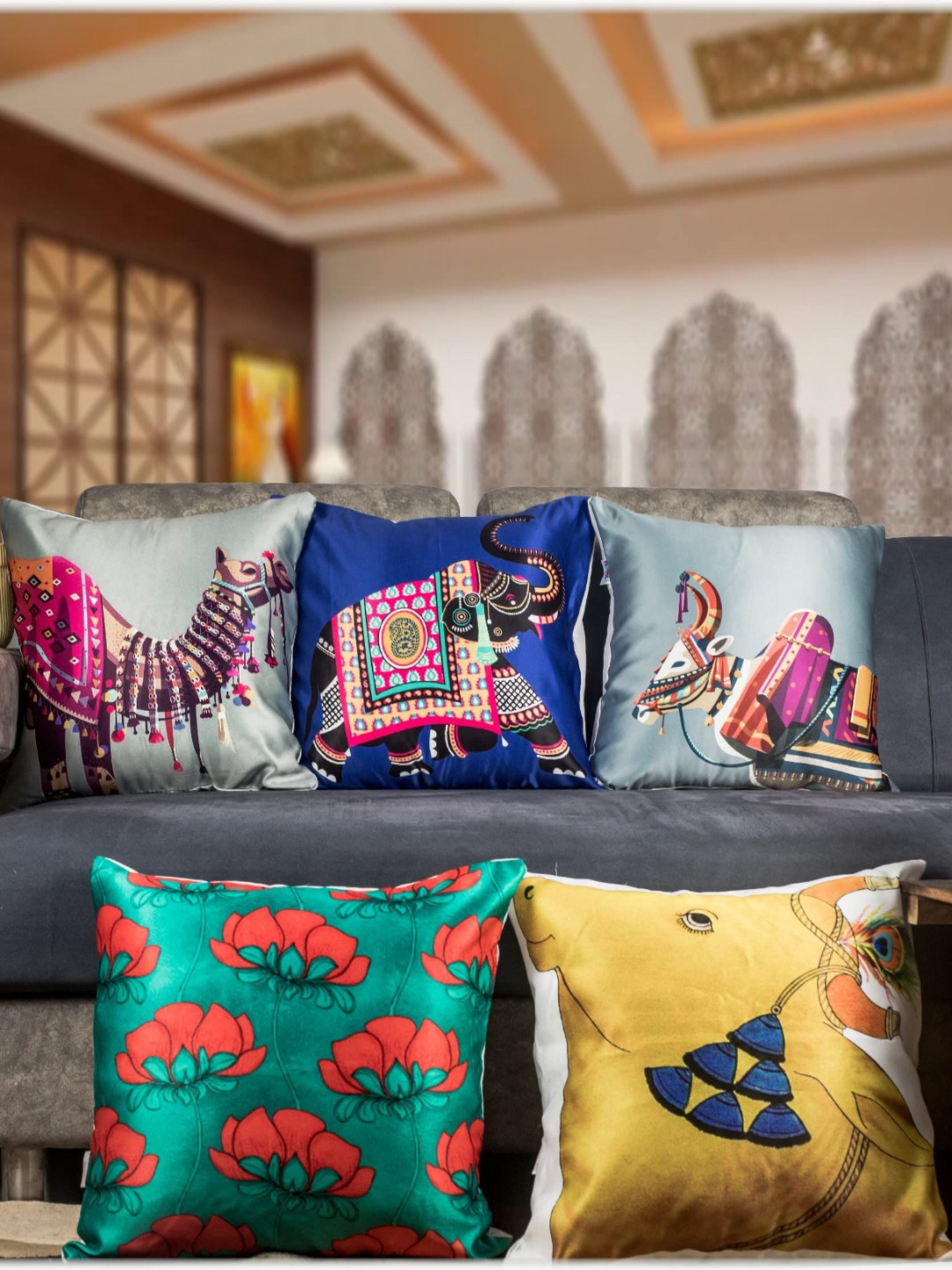 Vendola Grey & Yellow 5 Pieces Ethnic Motifs Printed Satin Square Cushion Covers
Vendola Grey & Yellow 5 Pieces Ethnic Motifs Printed Satin Square Cushion Covers