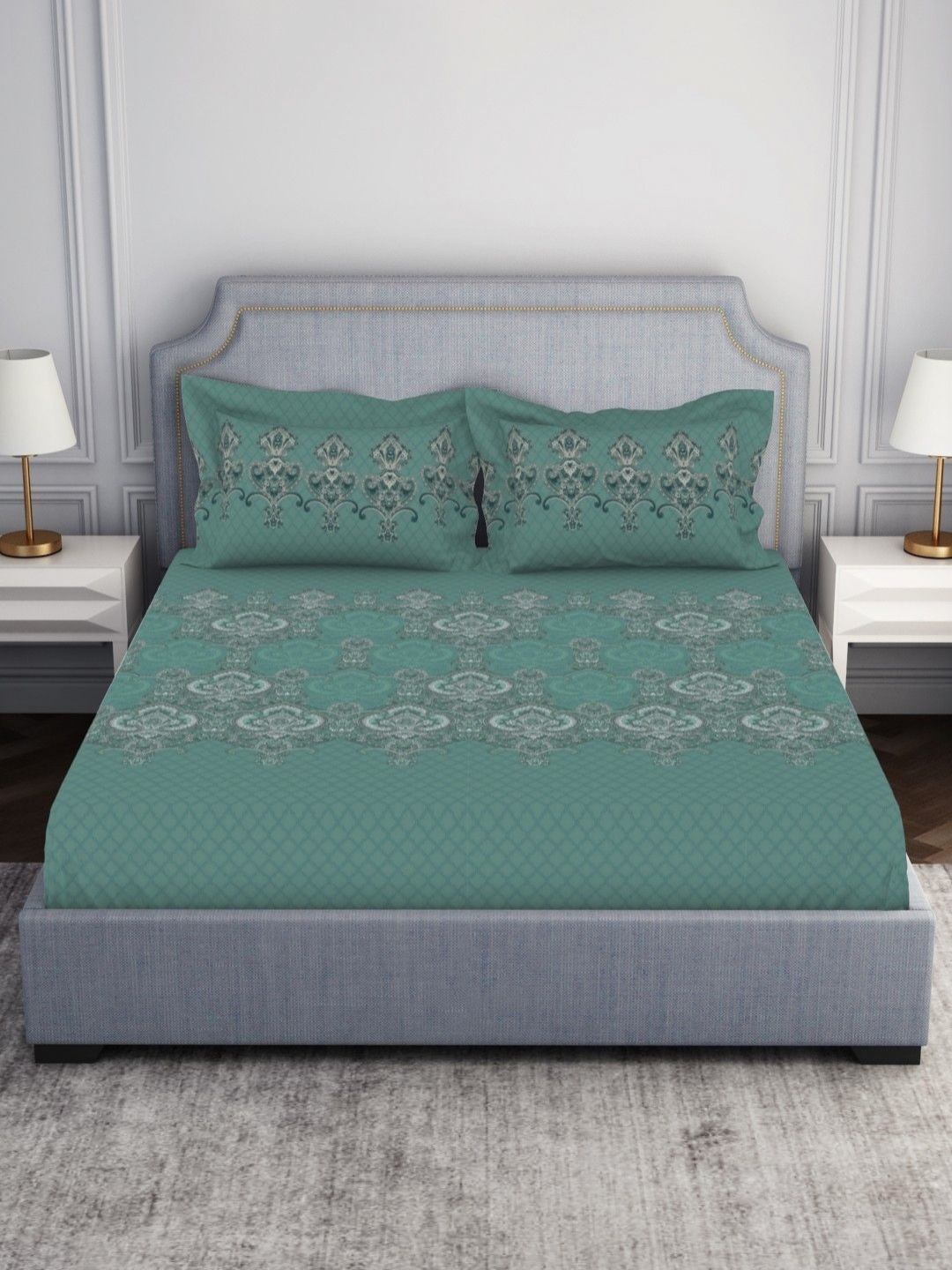 SPACES ornamenta Blue Ethnic Motifs 100% Cotton144 TC Queen Bedsheet with 2 Pillow Covers
SPACES ornamenta Blue Ethnic Motifs 100% Cotton144 TC Queen Bedsheet with 2 Pillow Covers