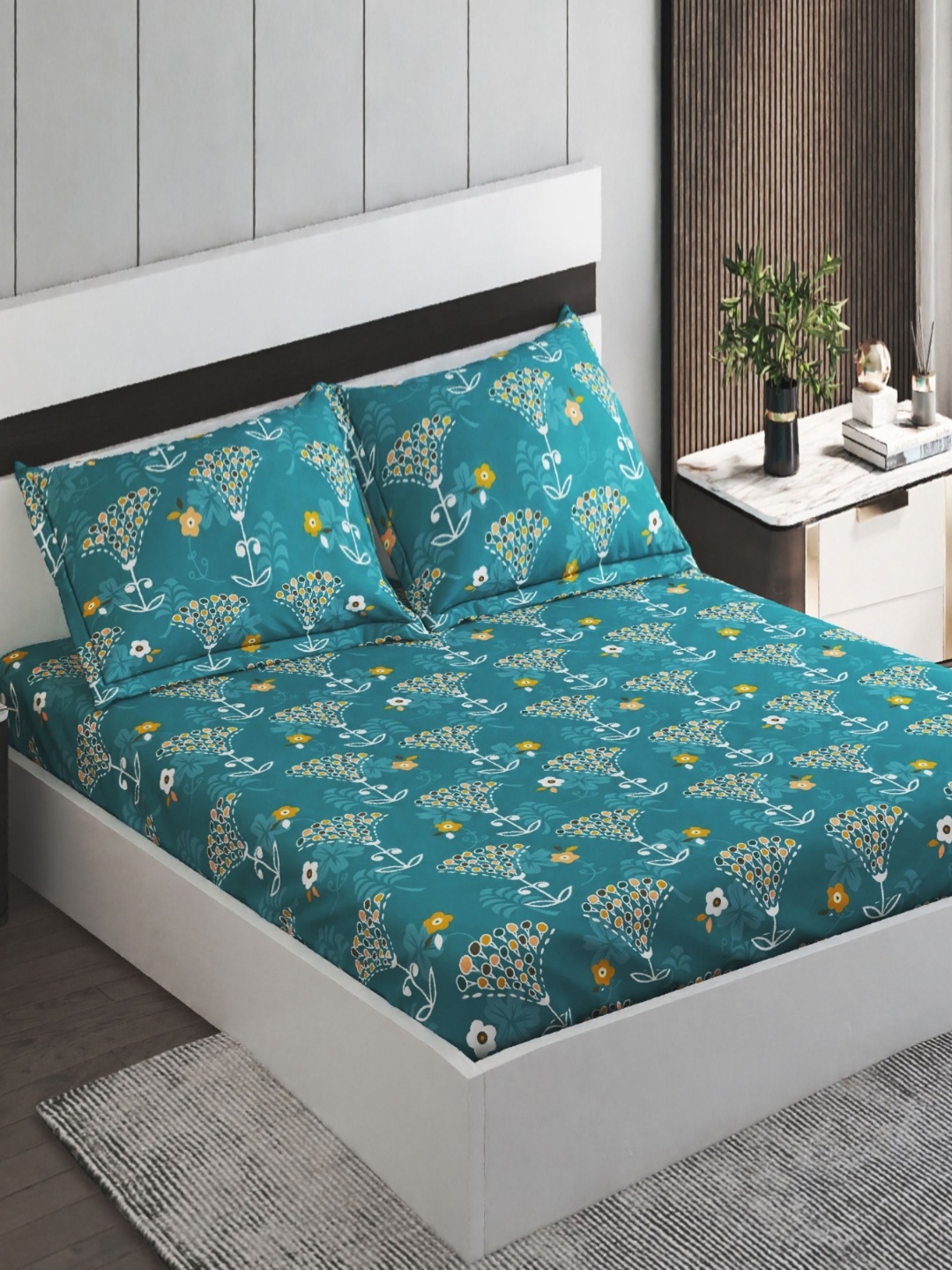 Home Centre Teal Ethnic Motifs Printed 130 TC Microfibre Queen Bedsheet & 2 Pillow Covers
Home Centre Teal Ethnic Motifs Printed 130 TC Microfibre Queen Bedsheet & 2 Pillow Covers