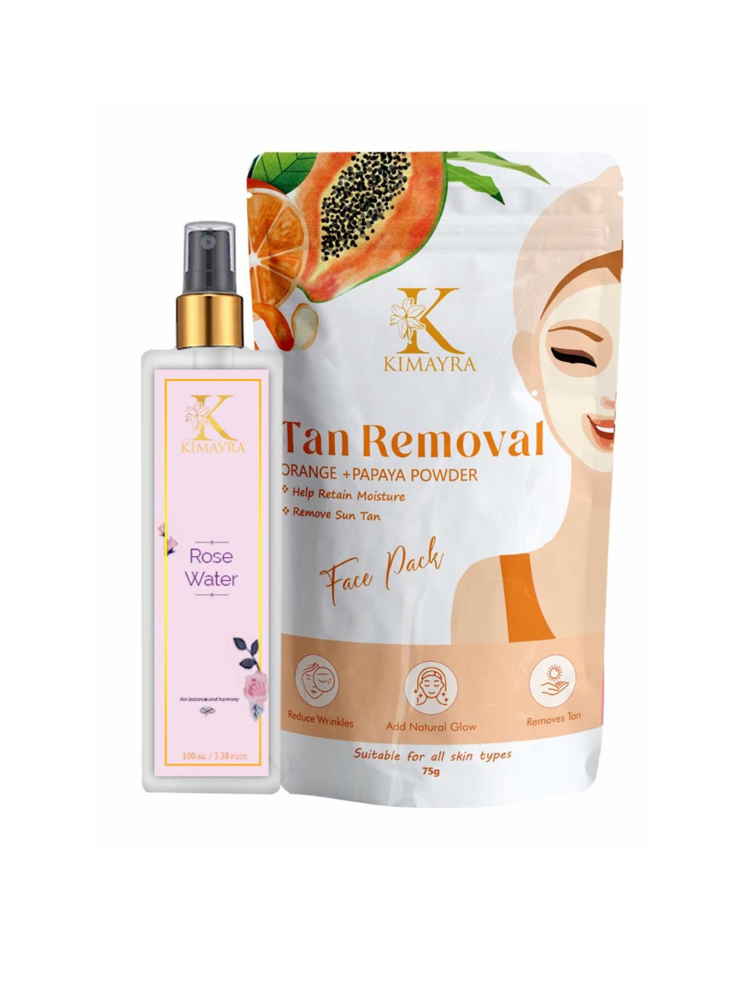 Kimayra World Set Of 2 Orange Papaya Face Pack-75ml &Rose Water Spray -100ml, White
Kimayra World Set Of 2 Orange Papaya Face Pack-75ml &Rose Water Spray -100ml, White