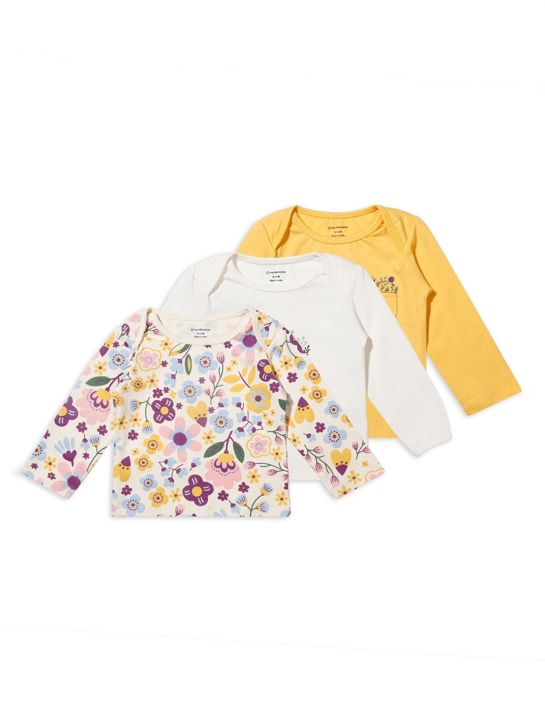 My Milestones Girls Pack Of 3 Floral Printed Envelope Neck Pure Cotton T-shirts, Yellow
My Milestones Girls Pack Of 3 Floral Printed Envelope Neck Pure Cotton T-shirts, Yellow