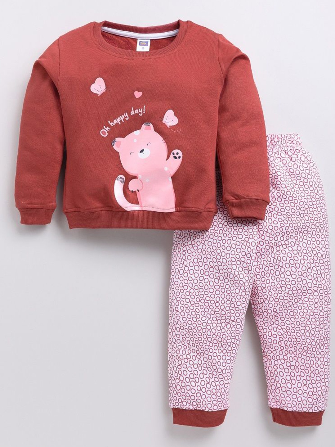 Nottie Planet Girls Printed Round Neck Pure Cotton Sweatshirt with Joggers, Rust
Nottie Planet Girls Printed Round Neck Pure Cotton Sweatshirt with Joggers, Rust