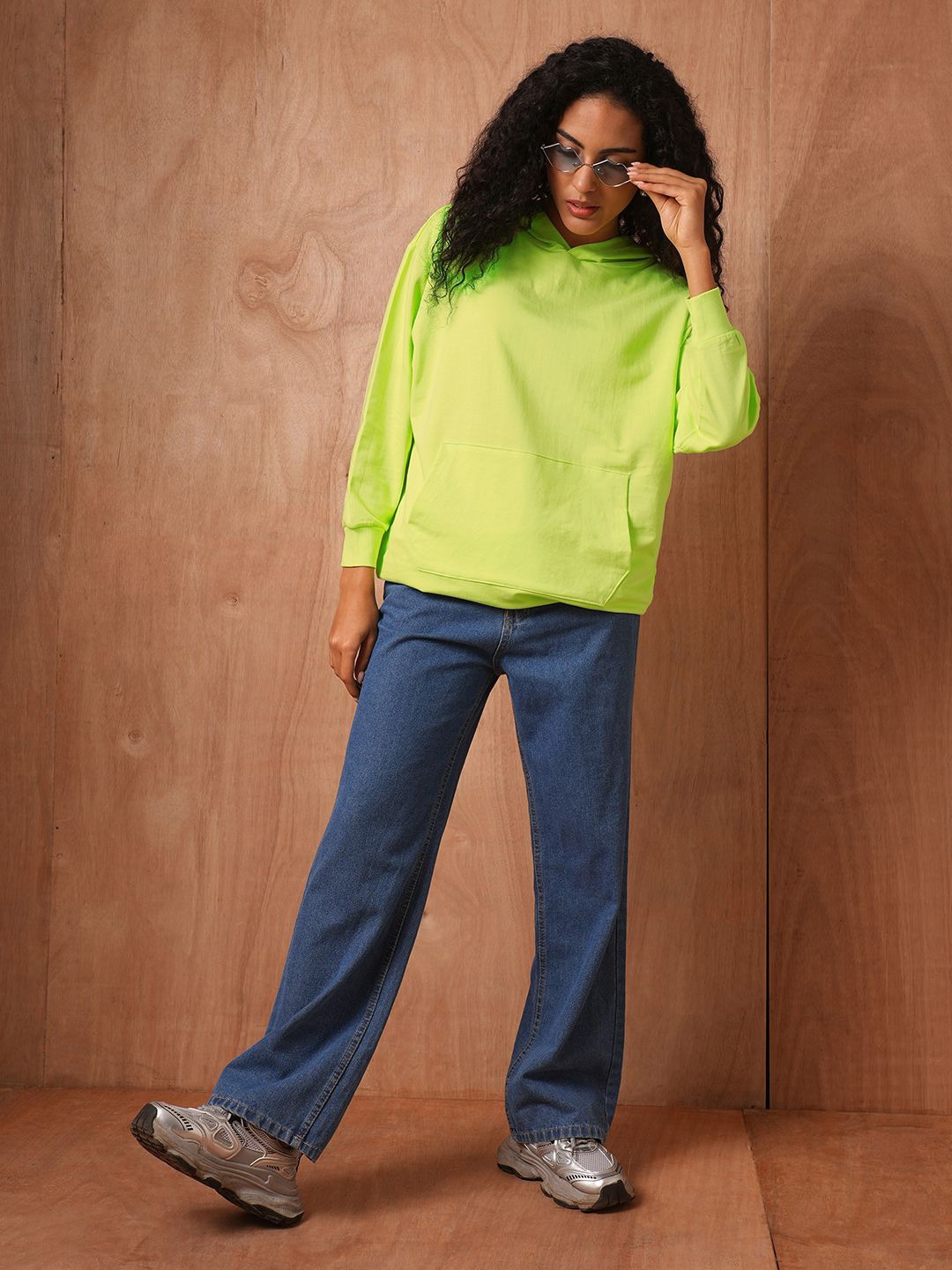 The Roadster Lifestyle Co. Women Solid Hood Cotton Pullover Sweatshirt, Fluorescent green
The Roadster Lifestyle Co. Women Solid Hood Cotton Pullover Sweatshirt, Fluorescent green