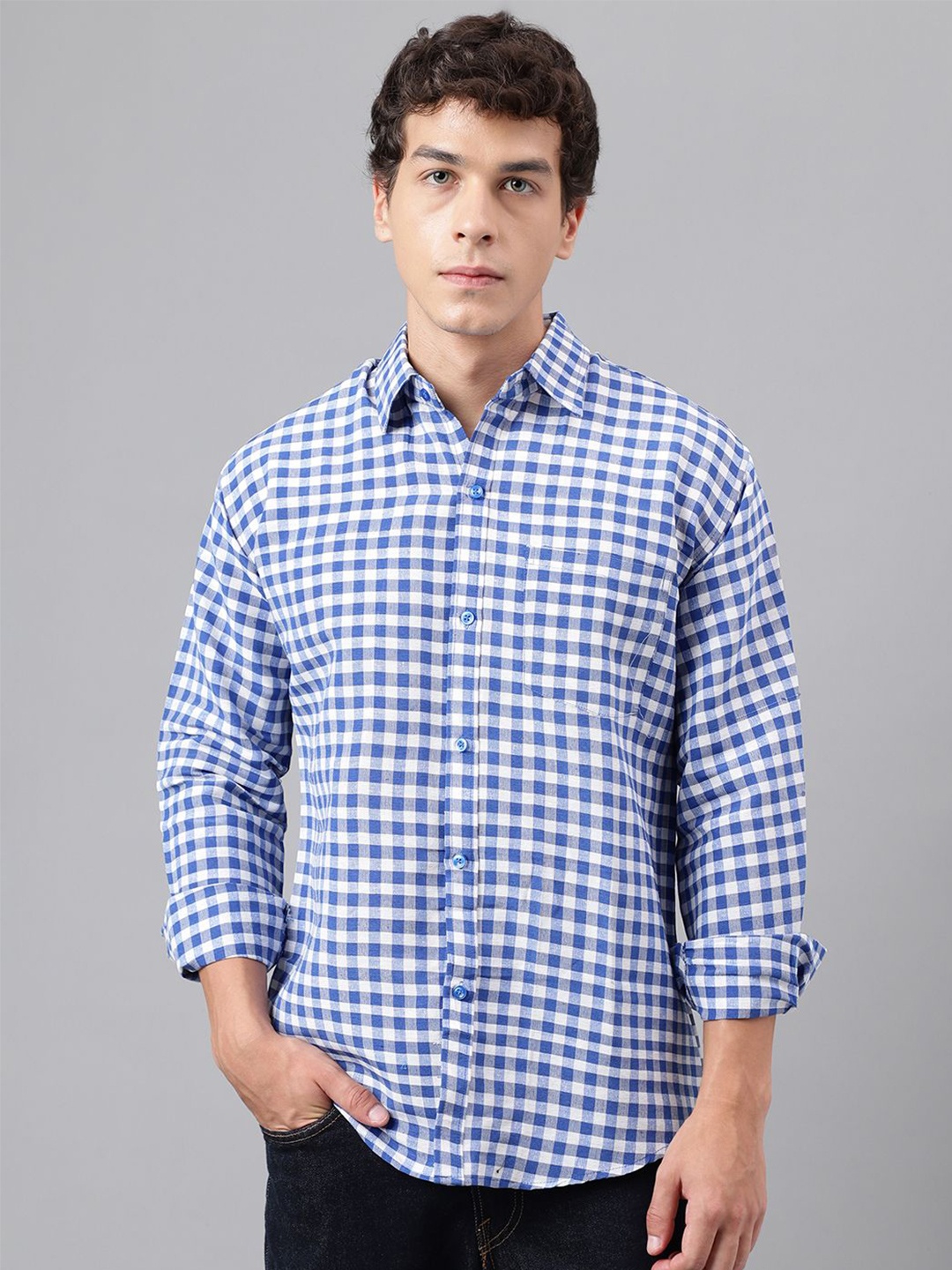 KLOSET BY RIAG Men Classic Spread Collar Micro Checked Cotton Casual Shirt, Navy blue
KLOSET BY RIAG Men Classic Spread Collar Micro Checked Cotton Casual Shirt, Navy blue