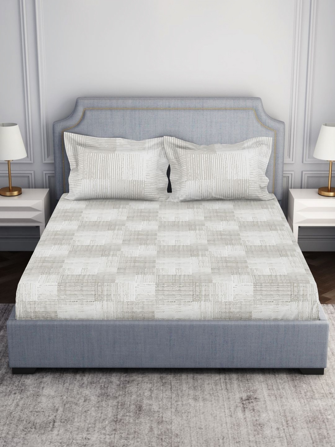 SPACES tonalelgence Taupe Geometric 100% Cotton 144 TC Queen Bedsheet with 2 Pillow Covers
SPACES tonalelgence Taupe Geometric 100% Cotton 144 TC Queen Bedsheet with 2 Pillow Covers