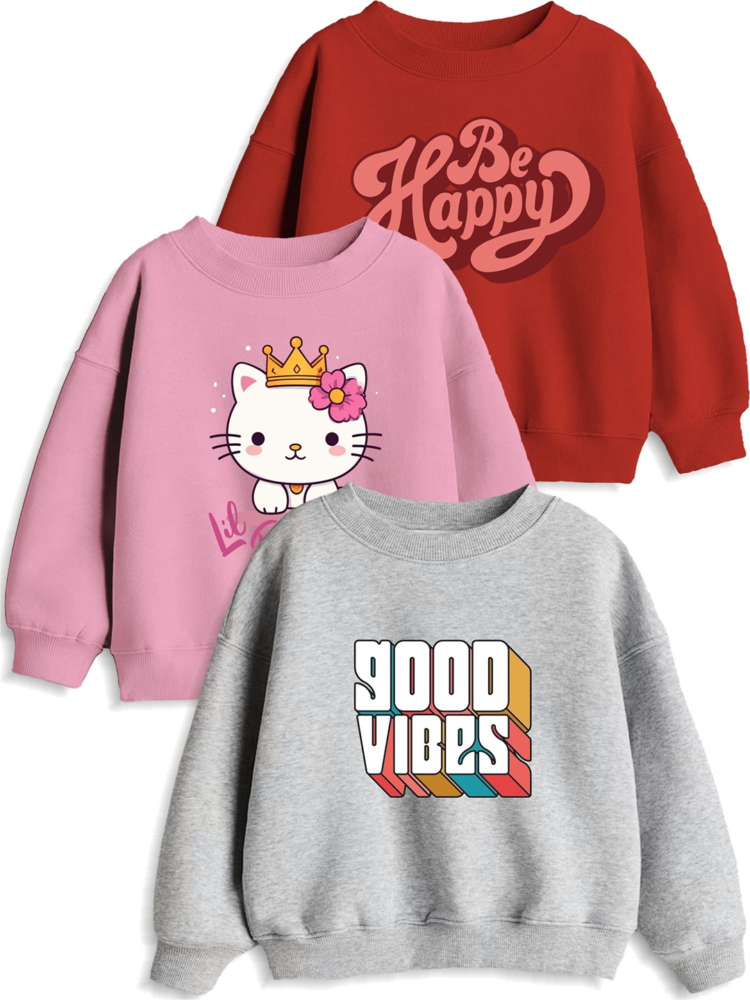 Minicult Unisex Kids Pack Of 3 Typography Printed Round Neck Cotton Pullover Sweatshirts, Pink
Minicult Unisex Kids Pack Of 3 Typography Printed Round Neck Cotton Pullover Sweatshirts, Pink