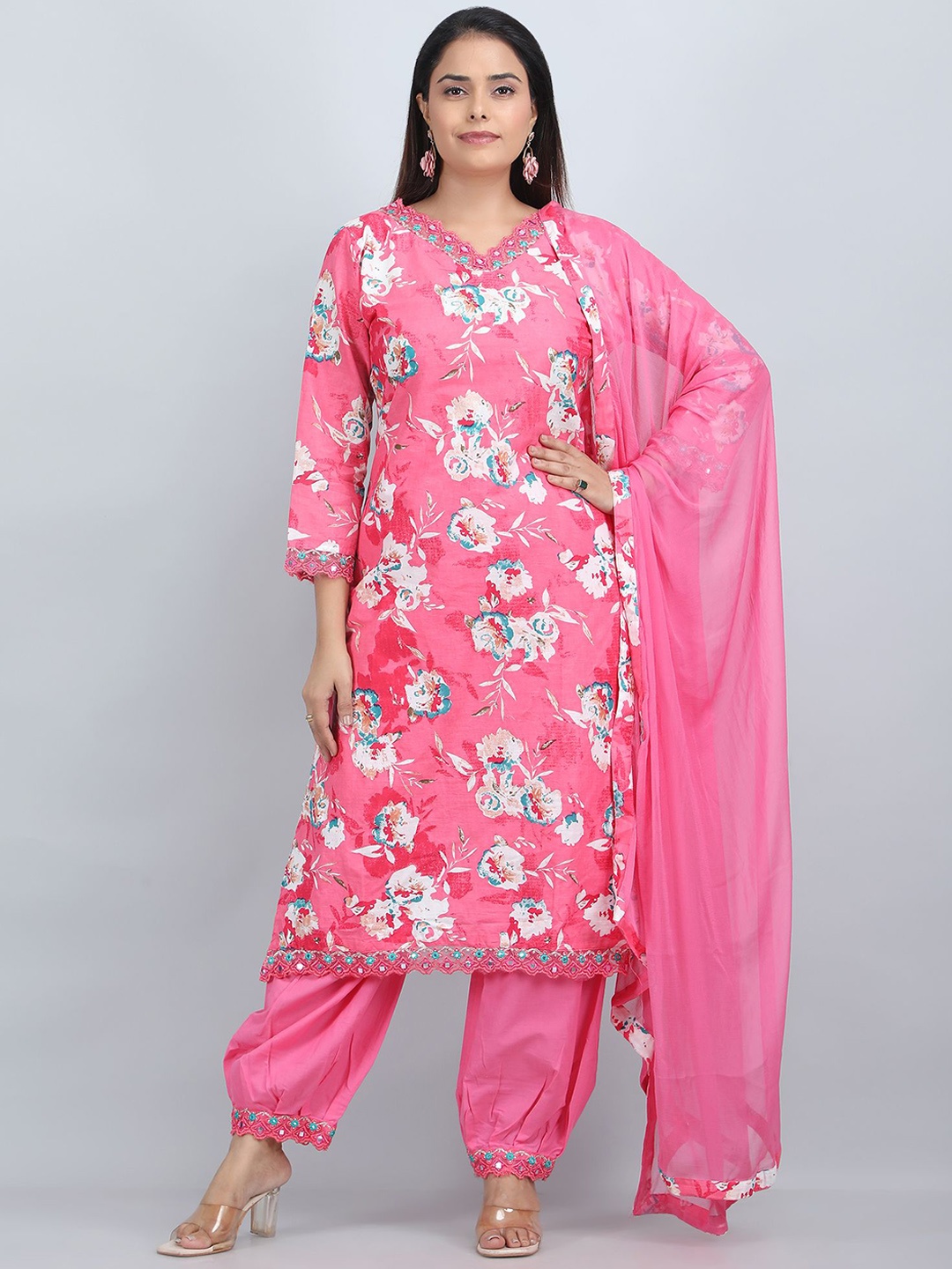 SHIFORY Women Floral Printed Regular Mirror Work Pure Cotton Kurta with Salwar & With Dupatta, Pink
SHIFORY Women Floral Printed Regular Mirror Work Pure Cotton Kurta with Salwar & With Dupatta, Pink