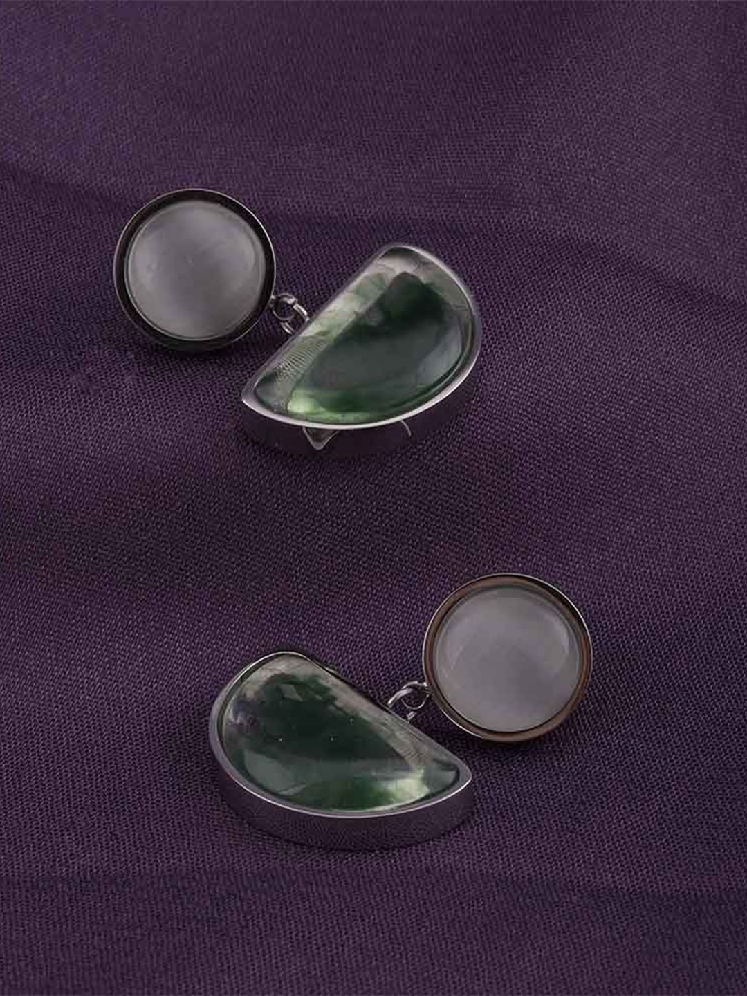 PALMONAS Stainless Steel Silver-Plated Stone Studded Contemporary Drop Earrings
PALMONAS Stainless Steel Silver-Plated Stone Studded Contemporary Drop Earrings