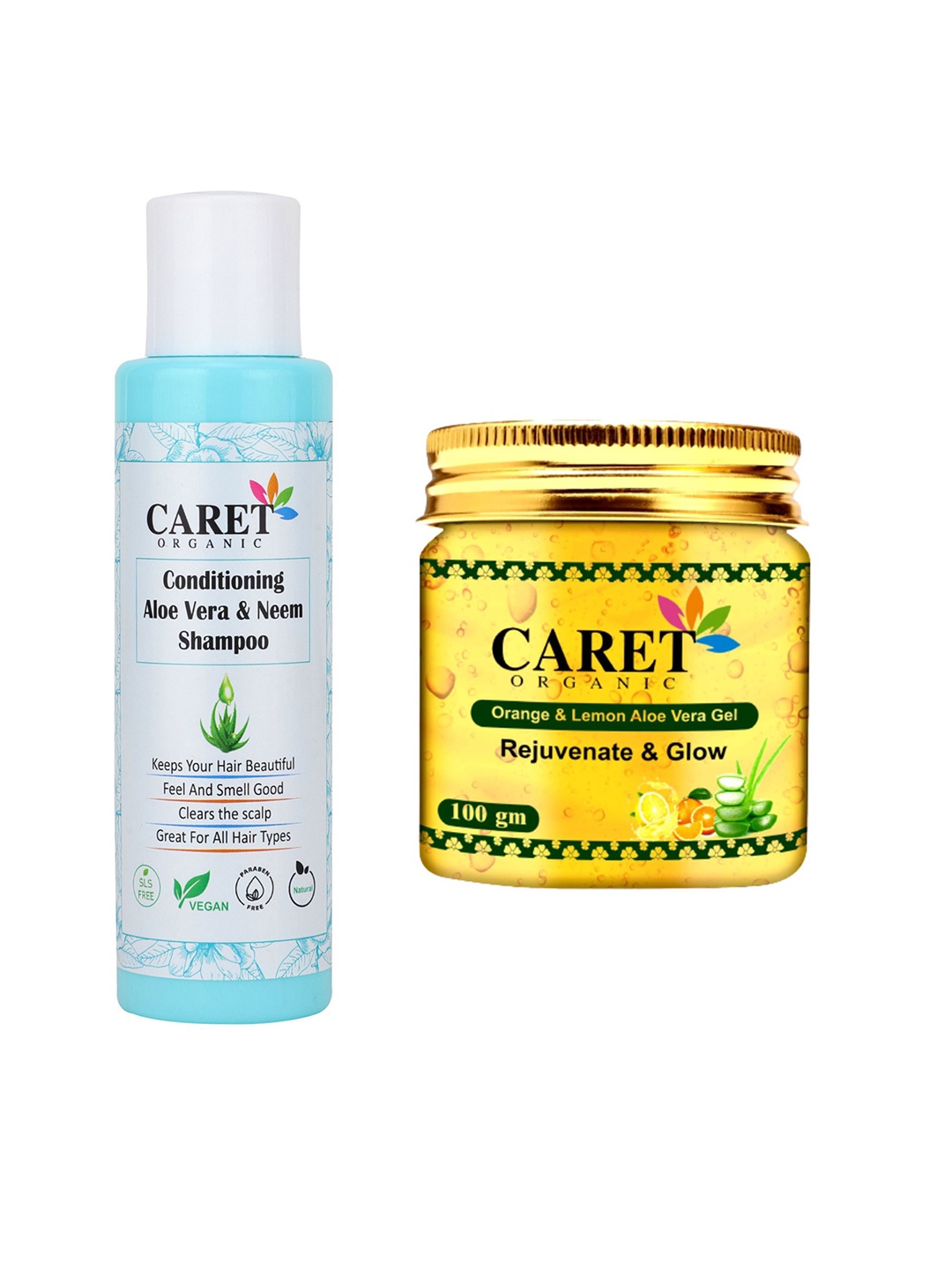 CARET ORGANIC Set Of 2 Conditioning Aloevera & Neem Shampoo & Orange & Lemon Aloe Vera Gel, White
CARET ORGANIC Set Of 2 Conditioning Aloevera & Neem Shampoo & Orange & Lemon Aloe Vera Gel, White