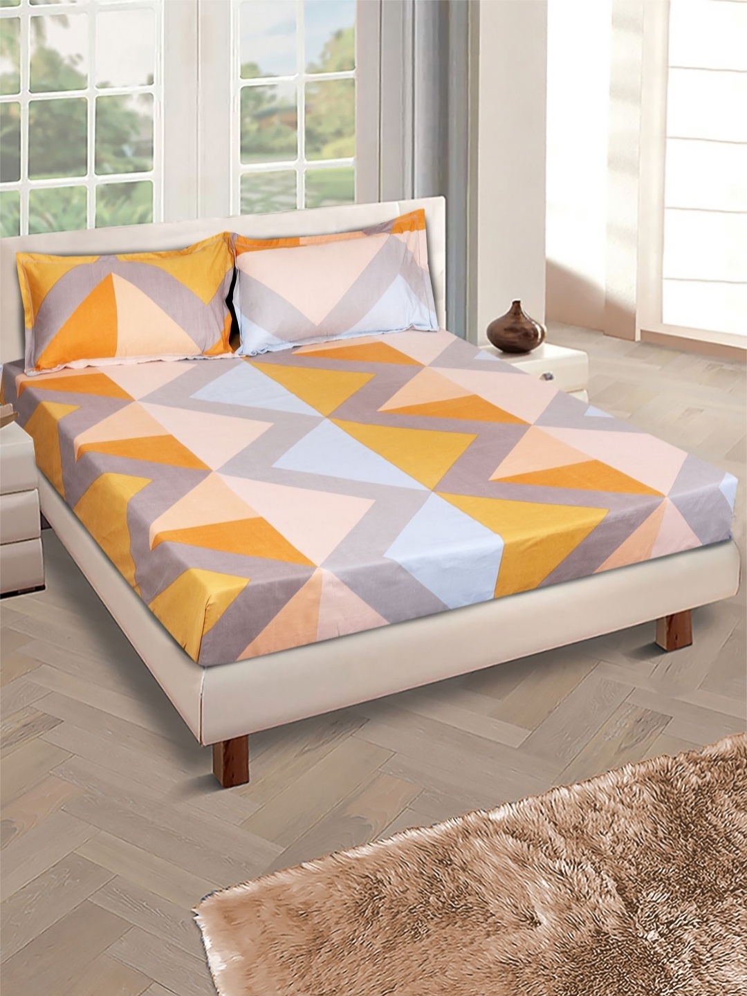 Myntra Elegant Homes Mustard Geometric 144 TC Microfiber Queen Bedsheet & 2 Pillow Covers
Myntra Elegant Homes Mustard Geometric 144 TC Microfiber Queen Bedsheet & 2 Pillow Covers