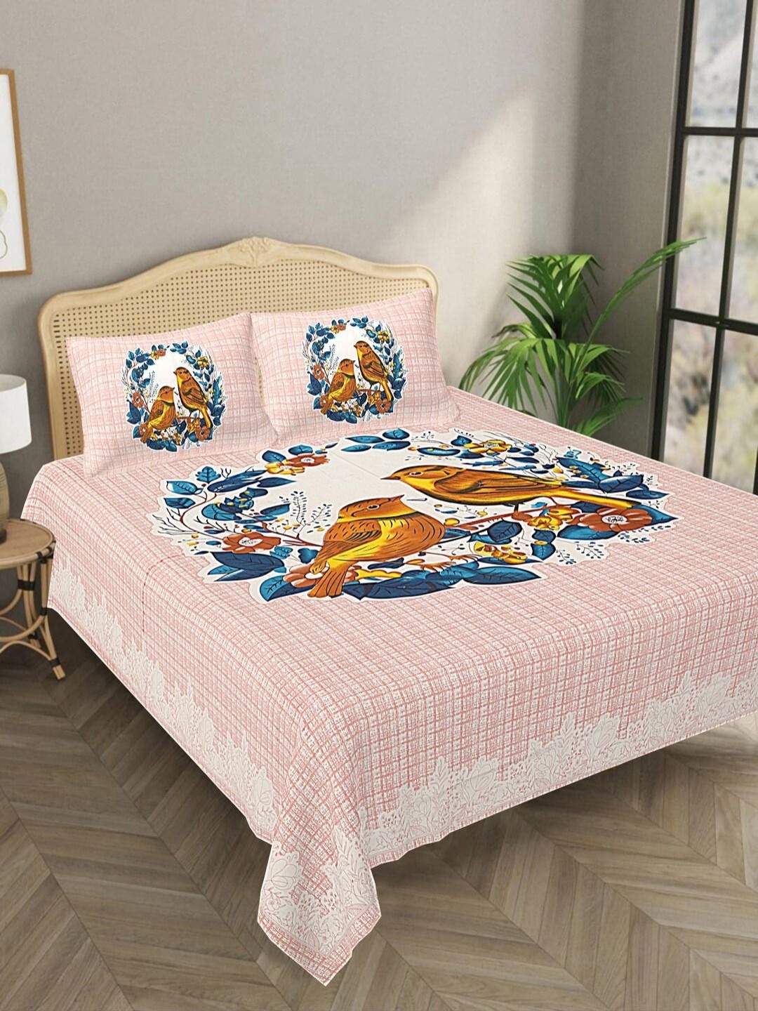 Bombay Spreads Pink & Orange Floral Pure Cotton 144 TC King Bedsheet with 2 Pillow Covers
Bombay Spreads Pink & Orange Floral Pure Cotton 144 TC King Bedsheet with 2 Pillow Covers