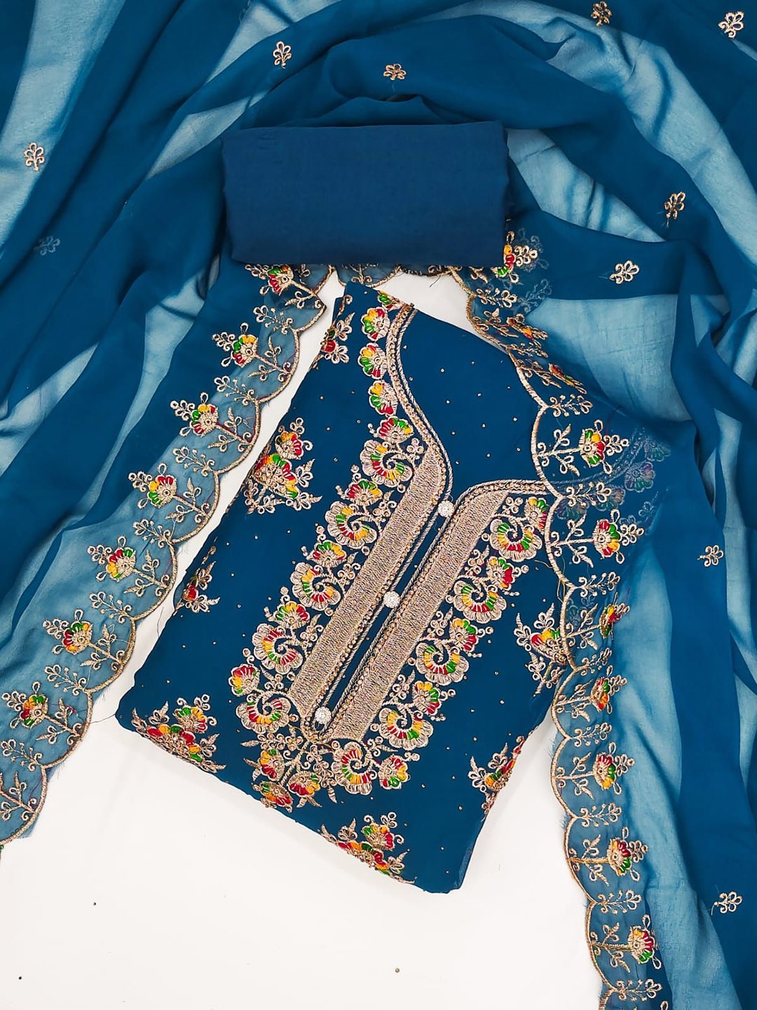 LeeliPeeri Designer Floral Embroidered Beads & Stones Georgette Unstitched Dress Material, Blue
LeeliPeeri Designer Floral Embroidered Beads & Stones Georgette Unstitched Dress Material, Blue
