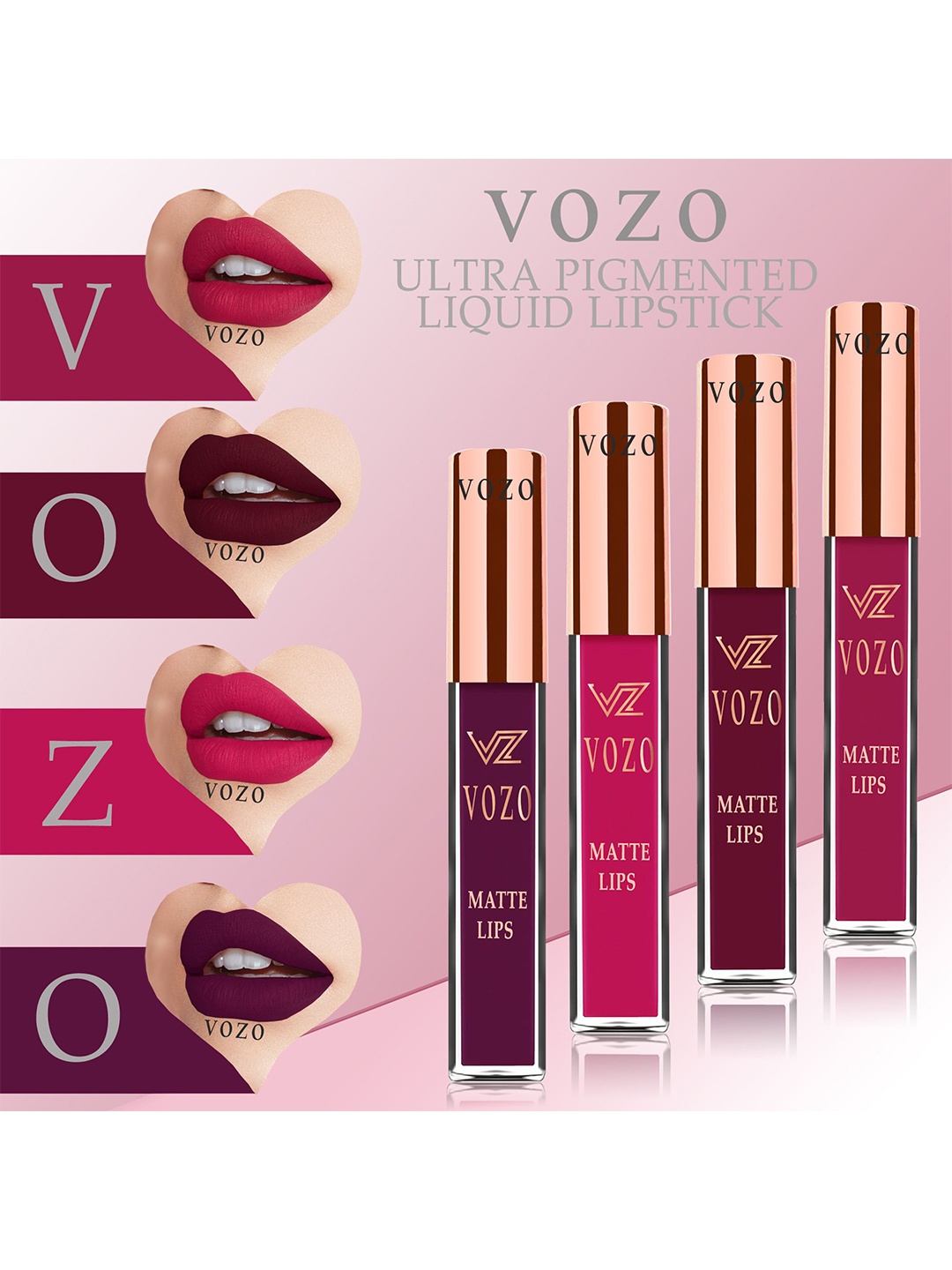 VOZO Set Of 4 Stay-All-Day Matte Liquid Lipstick - 4 ml Each - 101 - 103 - 105 - 201, Red
VOZO Set Of 4 Stay-All-Day Matte Liquid Lipstick - 4 ml Each - 101 - 103 - 105 - 201, Red