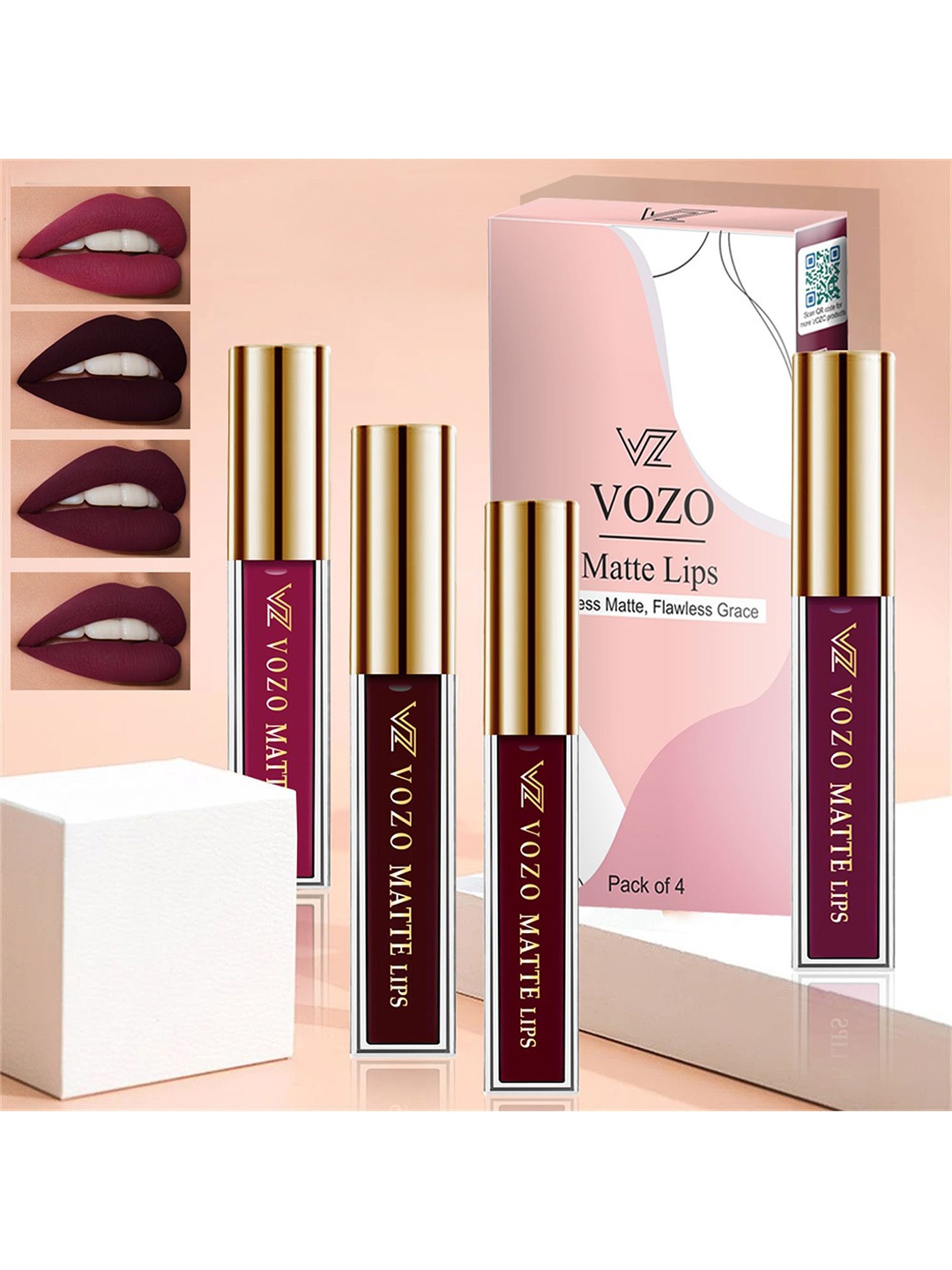 VOZO Set Of 4 Matte Lips Liquid Lipstick- 4ml Each-Cherry Red101-Wine102-Maroon103-Wine201, Red
VOZO Set Of 4 Matte Lips Liquid Lipstick- 4ml Each-Cherry Red101-Wine102-Maroon103-Wine201, Red