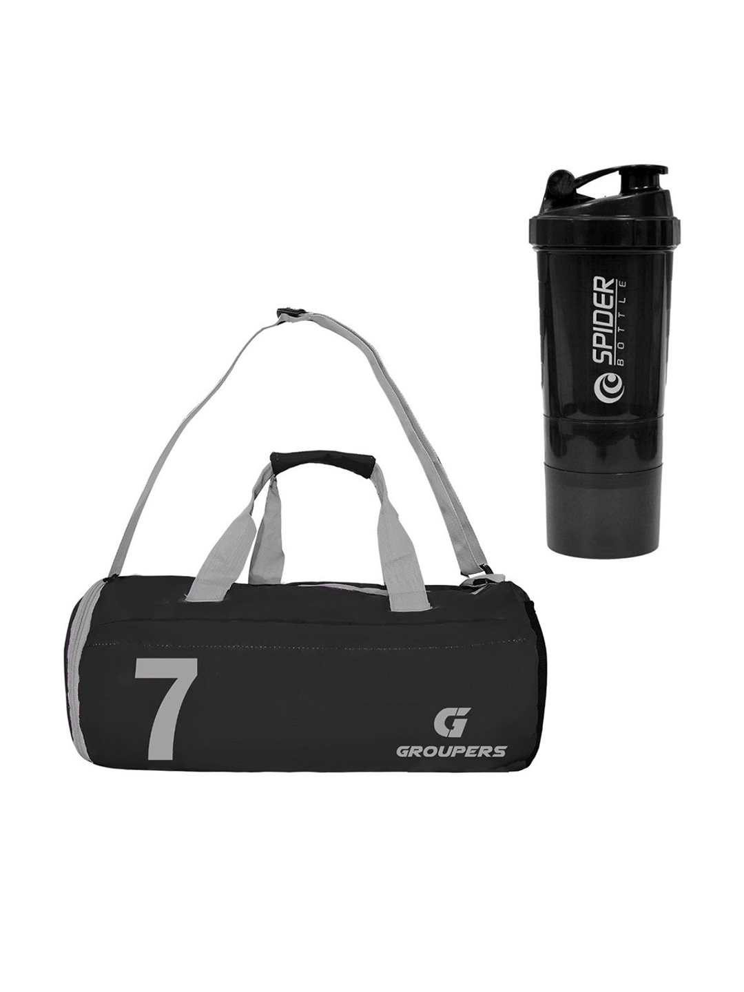 GROUPERS Printed Medium Foldable Sports or Gym Duffel Bag with Shaker Bottle-500ml, Black
GROUPERS Printed Medium Foldable Sports or Gym Duffel Bag with Shaker Bottle-500ml, Black