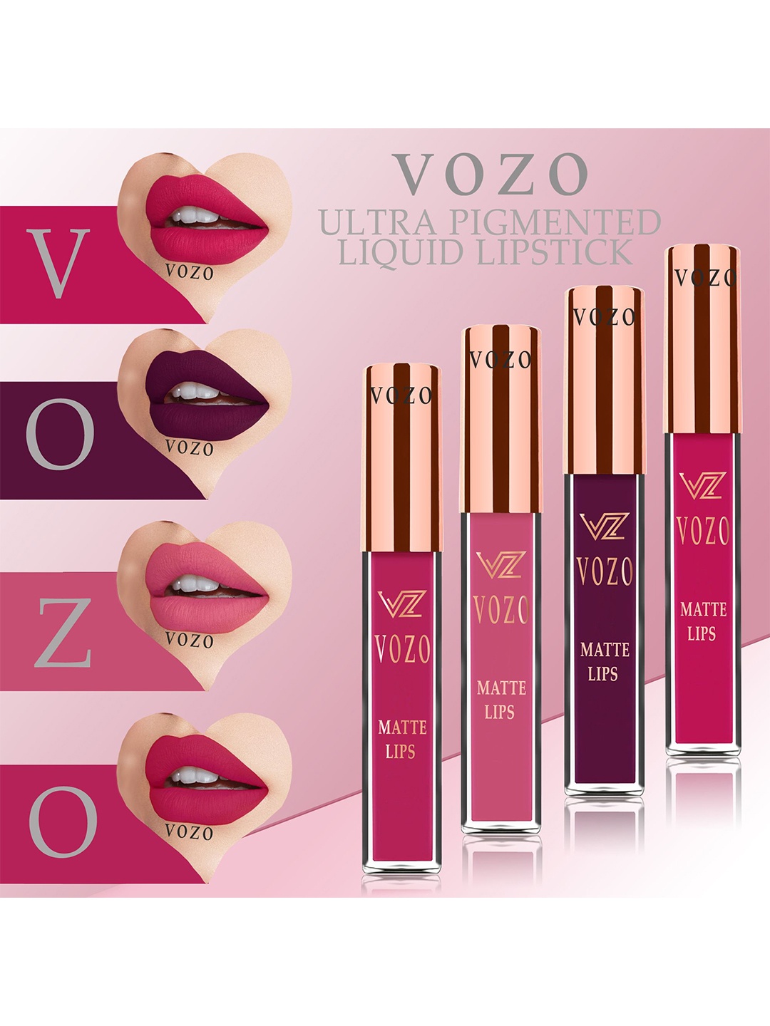 VOZO Set Of 4 Velvety Smooth Matte Liquid Lipstick 4ml Each- 105-201-203-204, Magenta
VOZO Set Of 4 Velvety Smooth Matte Liquid Lipstick 4ml Each- 105-201-203-204, Magenta