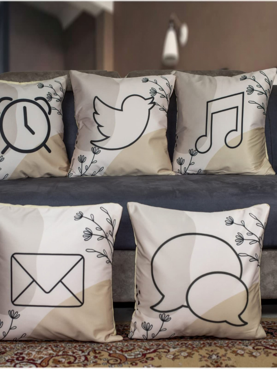 Vendola White & Beige 5 Pieces Quirky Square Cushion Covers
Vendola White & Beige 5 Pieces Quirky Square Cushion Covers