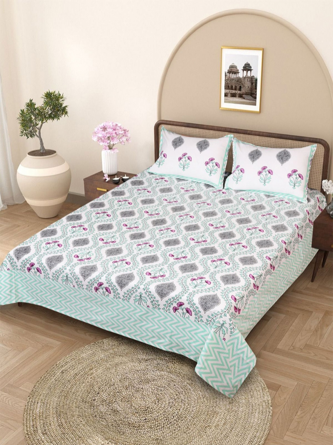 Myntra Elegant Homes White Ethnic Motifs Pure Cotton 210TC King Bedsheet & 2 Pillow Covers
Myntra Elegant Homes White Ethnic Motifs Pure Cotton 210TC King Bedsheet & 2 Pillow Covers