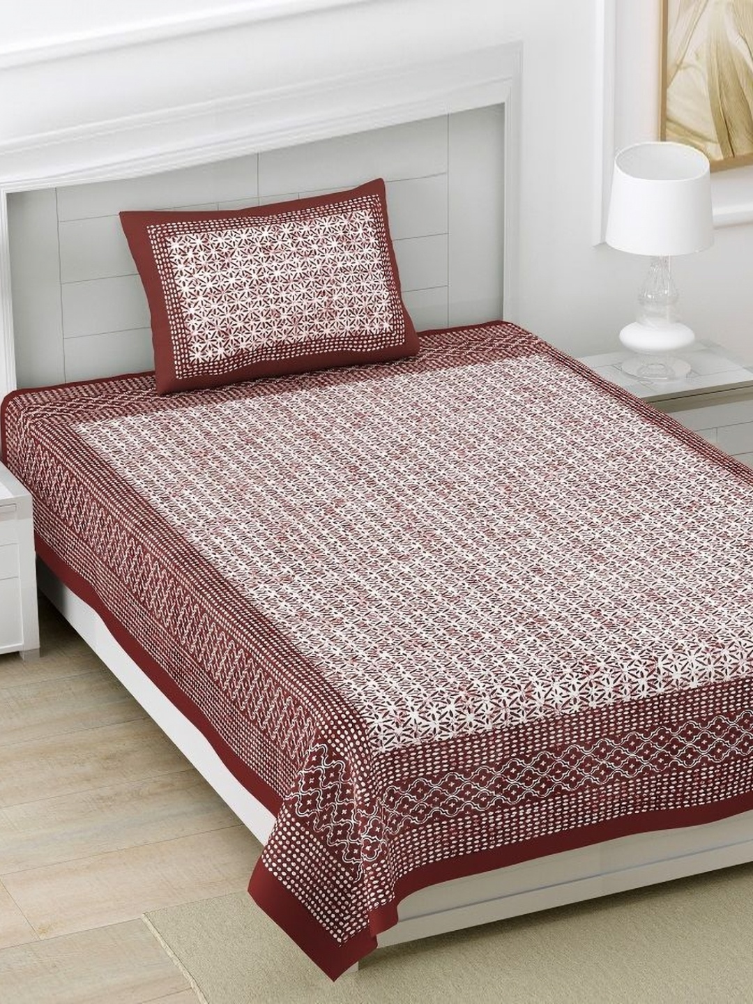 HOMELINE Brown & White Ethnic Motifs 160 TC Cotton Single Bedsheet With 1 Pillow Cover
HOMELINE Brown & White Ethnic Motifs 160 TC Cotton Single Bedsheet With 1 Pillow Cover