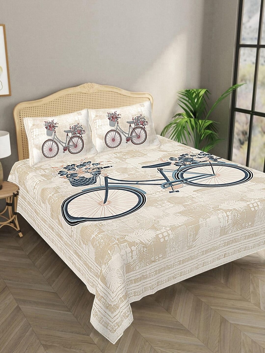 Bombay Spreads Beige & Blue Floral Pure Cotton144 TC King Bedsheet with 2 Pillow Covers
Bombay Spreads Beige & Blue Floral Pure Cotton144 TC King Bedsheet with 2 Pillow Covers