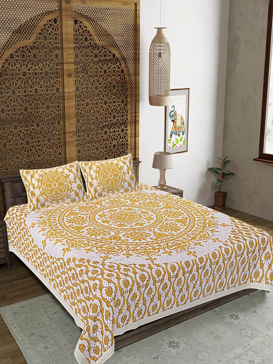 FrionKandy Living Yellow & White Floral 180 TC King Bedsheet With 2 Pillow Covers
FrionKandy Living Yellow & White Floral 180 TC King Bedsheet With 2 Pillow Covers