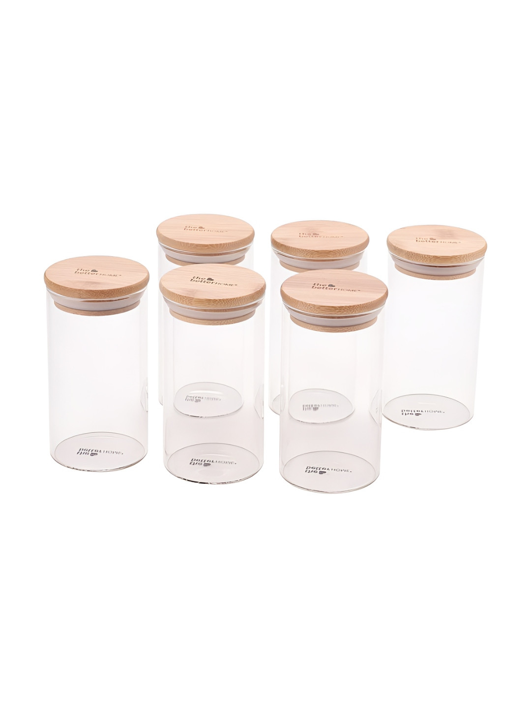 The Better Home Set of 6 Borosilicate Glass Jars with Bamboo Lids 300 Ml, Transparent
The Better Home Set of 6 Borosilicate Glass Jars with Bamboo Lids 300 Ml, Transparent