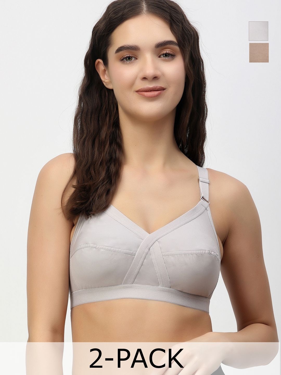 Floret Pack of 2 Non-Padded Non-Wired Full Coverage Cotton Bras with All Day Comfort, Grey
Floret Pack of 2 Non-Padded Non-Wired Full Coverage Cotton Bras with All Day Comfort, Grey