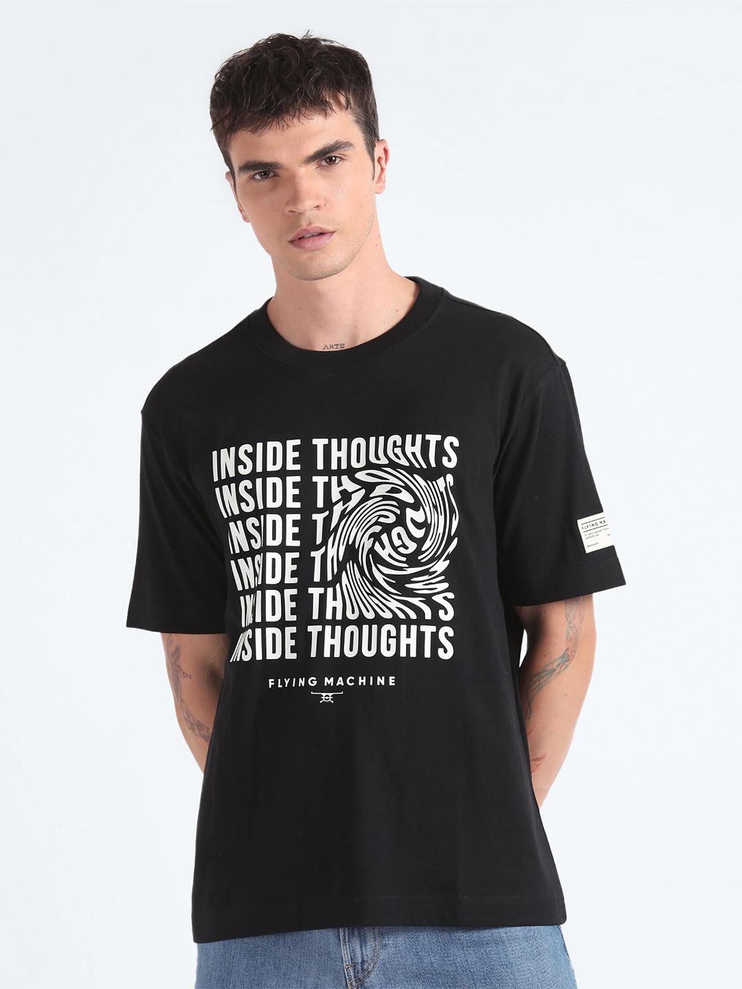 Flying Machine Typography Printed Drop Shoulder Sleeves Pure Cotton Oversized T-shirt, Black
Flying Machine Typography Printed Drop Shoulder Sleeves Pure Cotton Oversized T-shirt, Black