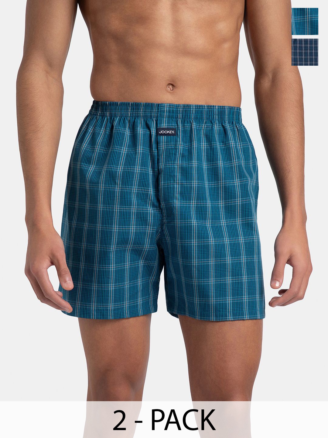 Jockey Pack of 2 Combed Mercerized Cotton Checkered Boxer Shorts With Back Pocket - 1222, Navy blue
Jockey Pack of 2 Combed Mercerized Cotton Checkered Boxer Shorts With Back Pocket - 1222, Navy blue