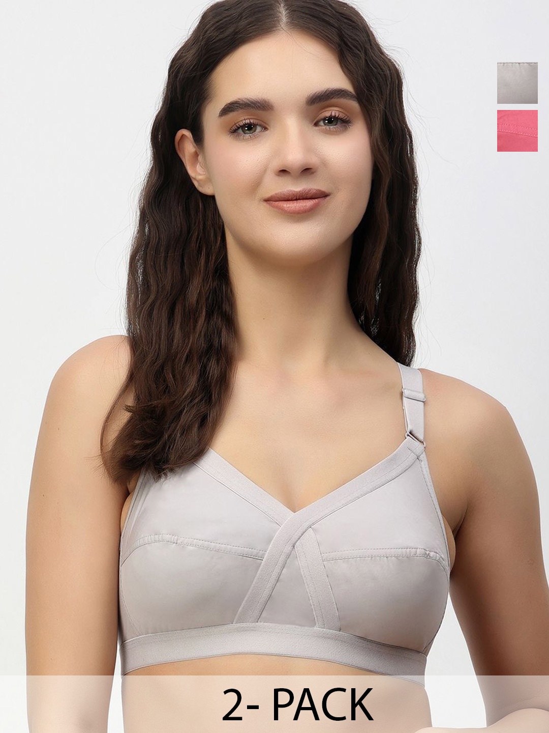 Floret Pack of 2 Non-Padded Non-Wired Full Coverage Cotton Bras with All Day Comfort, Grey
Floret Pack of 2 Non-Padded Non-Wired Full Coverage Cotton Bras with All Day Comfort, Grey