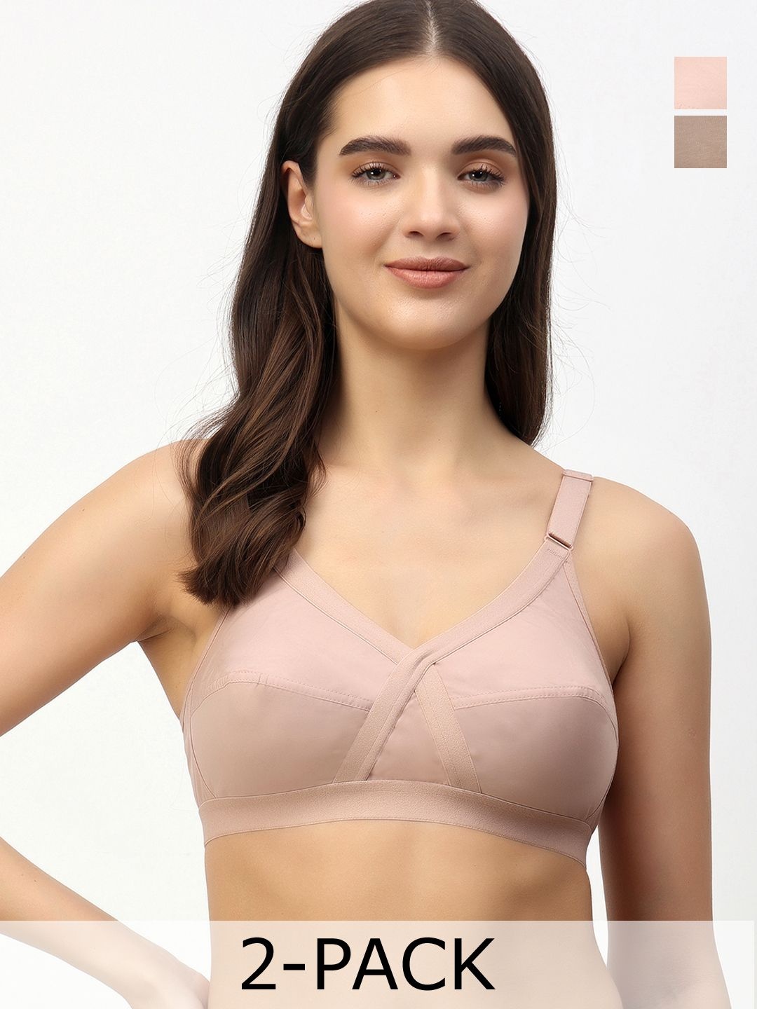 Floret Pack of 2 Non-Padded Non-Wired Full Coverage Cotton Bras with All Day Comfort, Pink
Floret Pack of 2 Non-Padded Non-Wired Full Coverage Cotton Bras with All Day Comfort, Pink