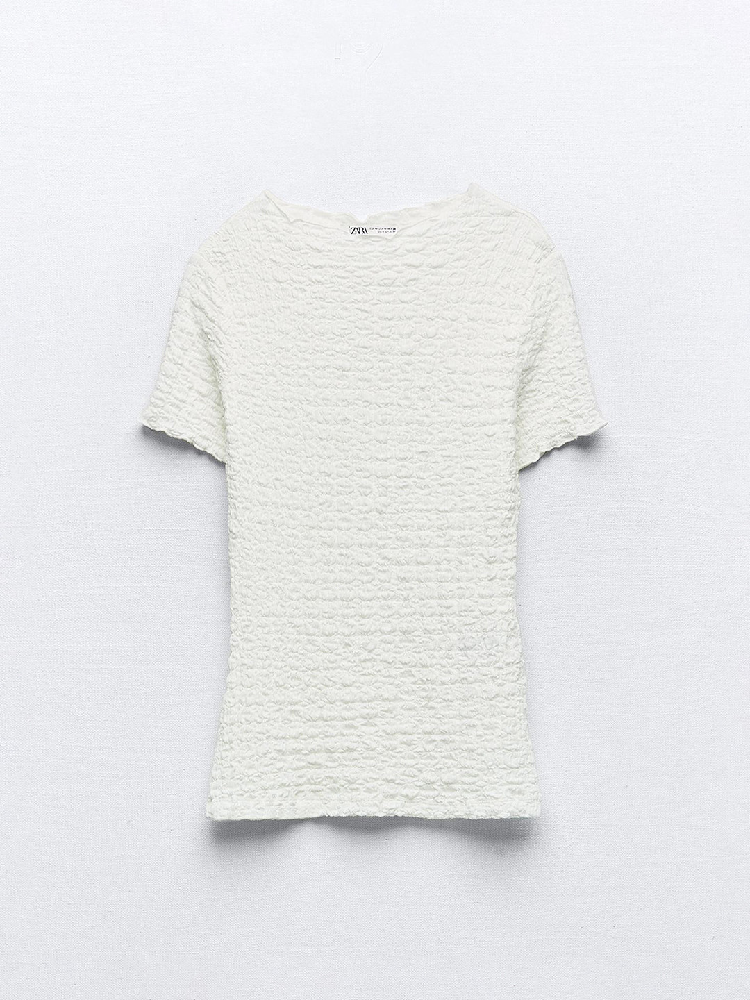 ZARA Longline Self Design Top, White 
ZARA Longline Self Design Top, White