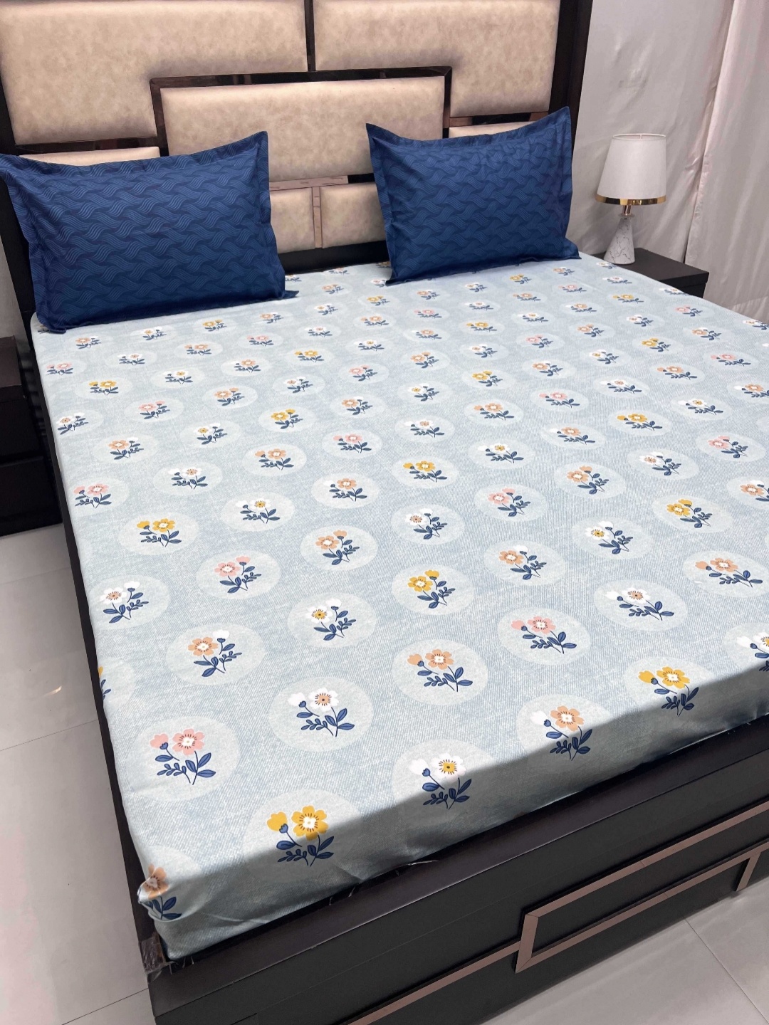 Pure Decor Manor Blue Printed Microfiber Fitted 250 TC King Bedsheet With 2 Pillow Covers
Pure Decor Manor Blue Printed Microfiber Fitted 250 TC King Bedsheet With 2 Pillow Covers