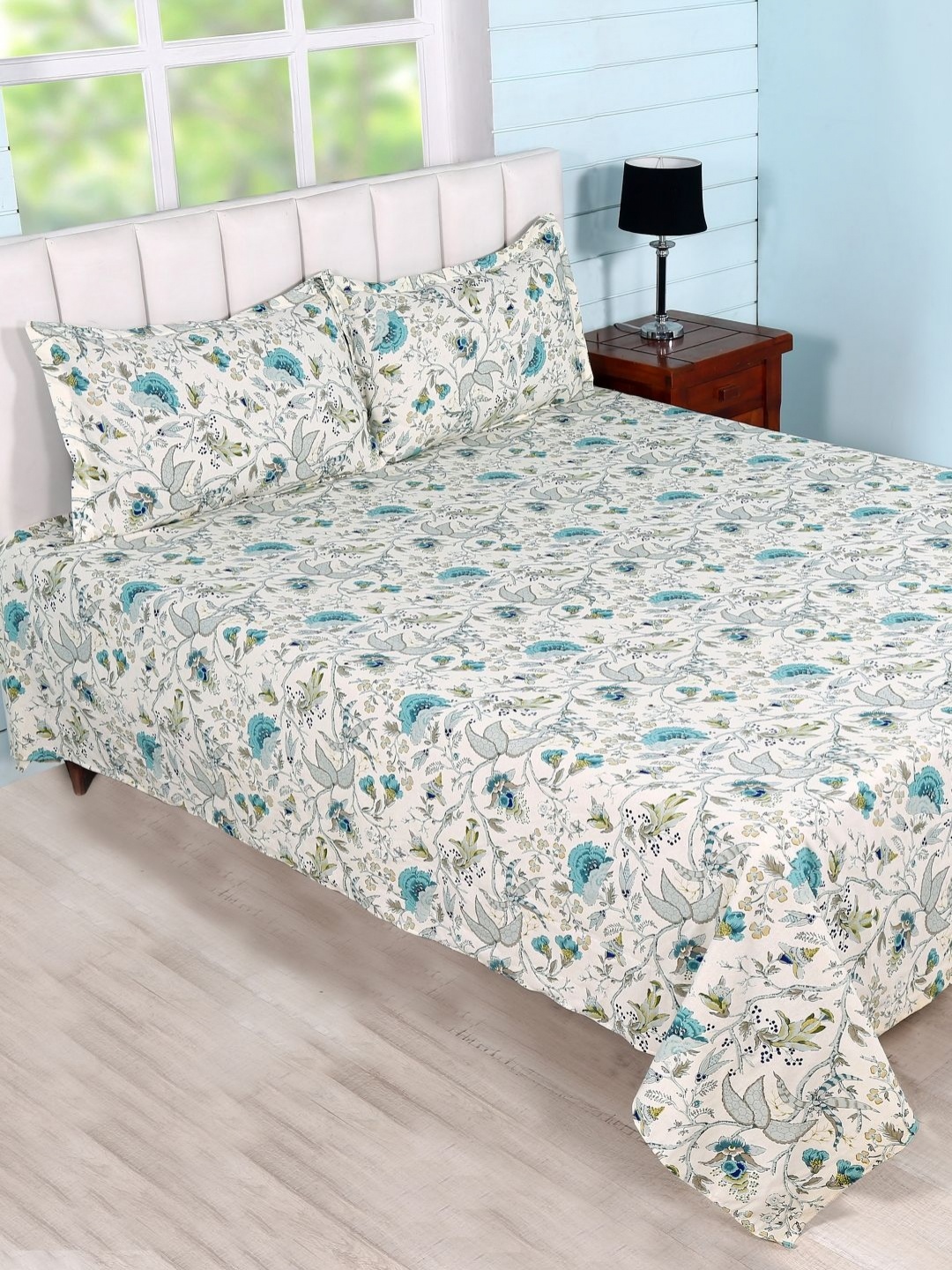 Soumya Turquoise Blue Ethnic Motifs Pure Cotton 260 TC Queen Bedsheet With 2 Pillow Covers
Soumya Turquoise Blue Ethnic Motifs Pure Cotton 260 TC Queen Bedsheet With 2 Pillow Covers