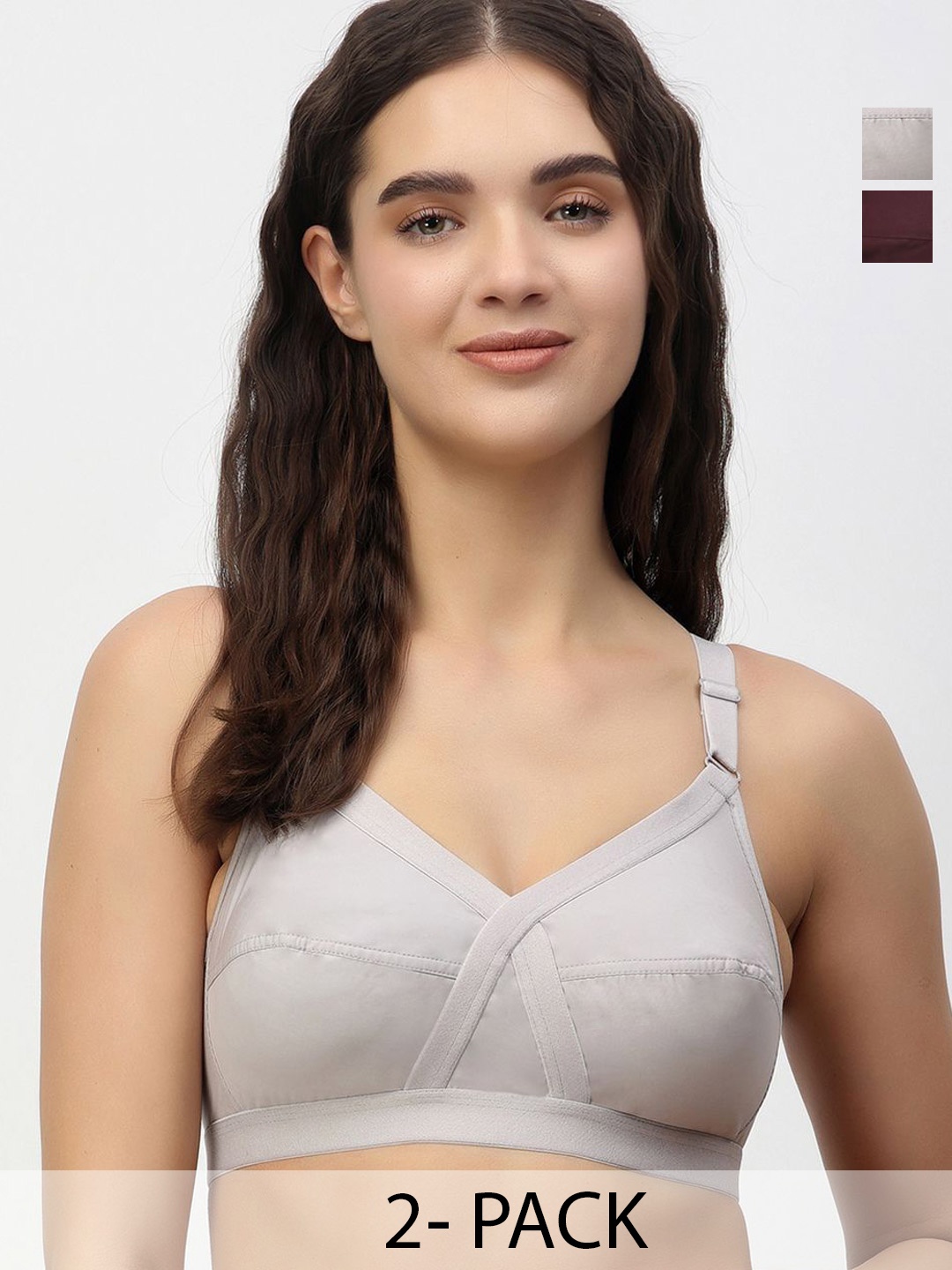Floret Pack of 2 Non-Padded Non-Wired Full Coverage Cotton Bras with All Day Comfort, Grey
Floret Pack of 2 Non-Padded Non-Wired Full Coverage Cotton Bras with All Day Comfort, Grey