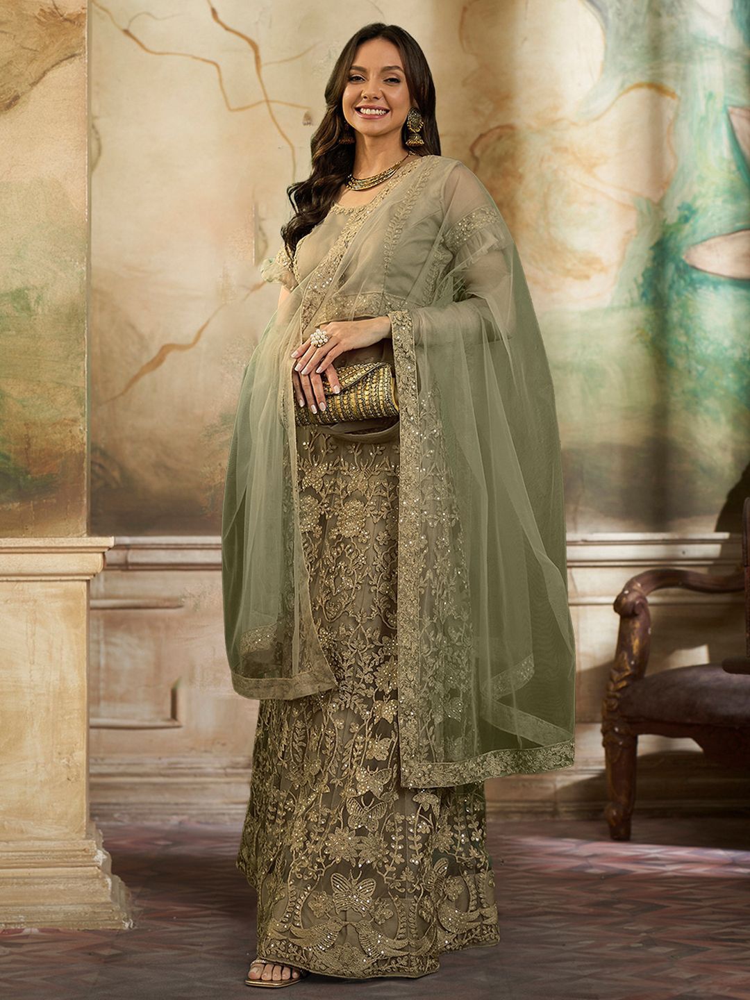 Kvsfab Embroidered Sequinned Semi-Stitched Lehenga & Unstitched Blouse With Dupatta, Beige
Kvsfab Embroidered Sequinned Semi-Stitched Lehenga & Unstitched Blouse With Dupatta, Beige