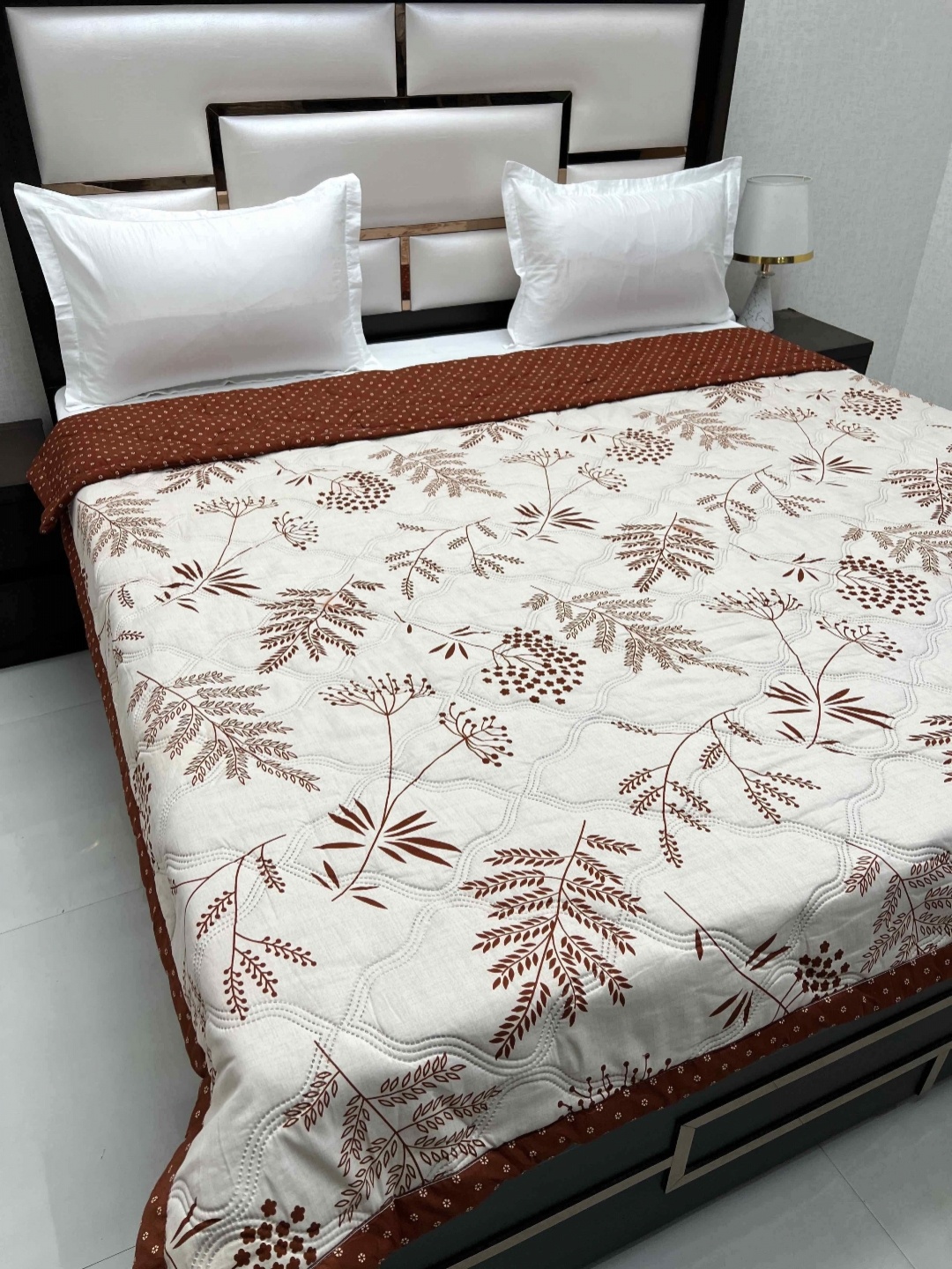 Pure Decor Doze Brown & White Floral AC Room 350 GSM Reversible King Double Bed Comforter
Pure Decor Doze Brown & White Floral AC Room 350 GSM Reversible King Double Bed Comforter
