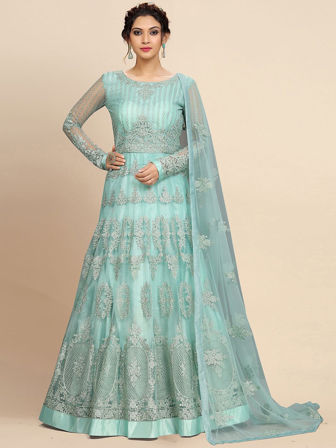 Trendmalls Floral Embroidered Regular Beads and Stones Net Kurta With Trousers & Dupatta, Blue
Trendmalls Floral Embroidered Regular Beads and Stones Net Kurta With Trousers & Dupatta, Blue