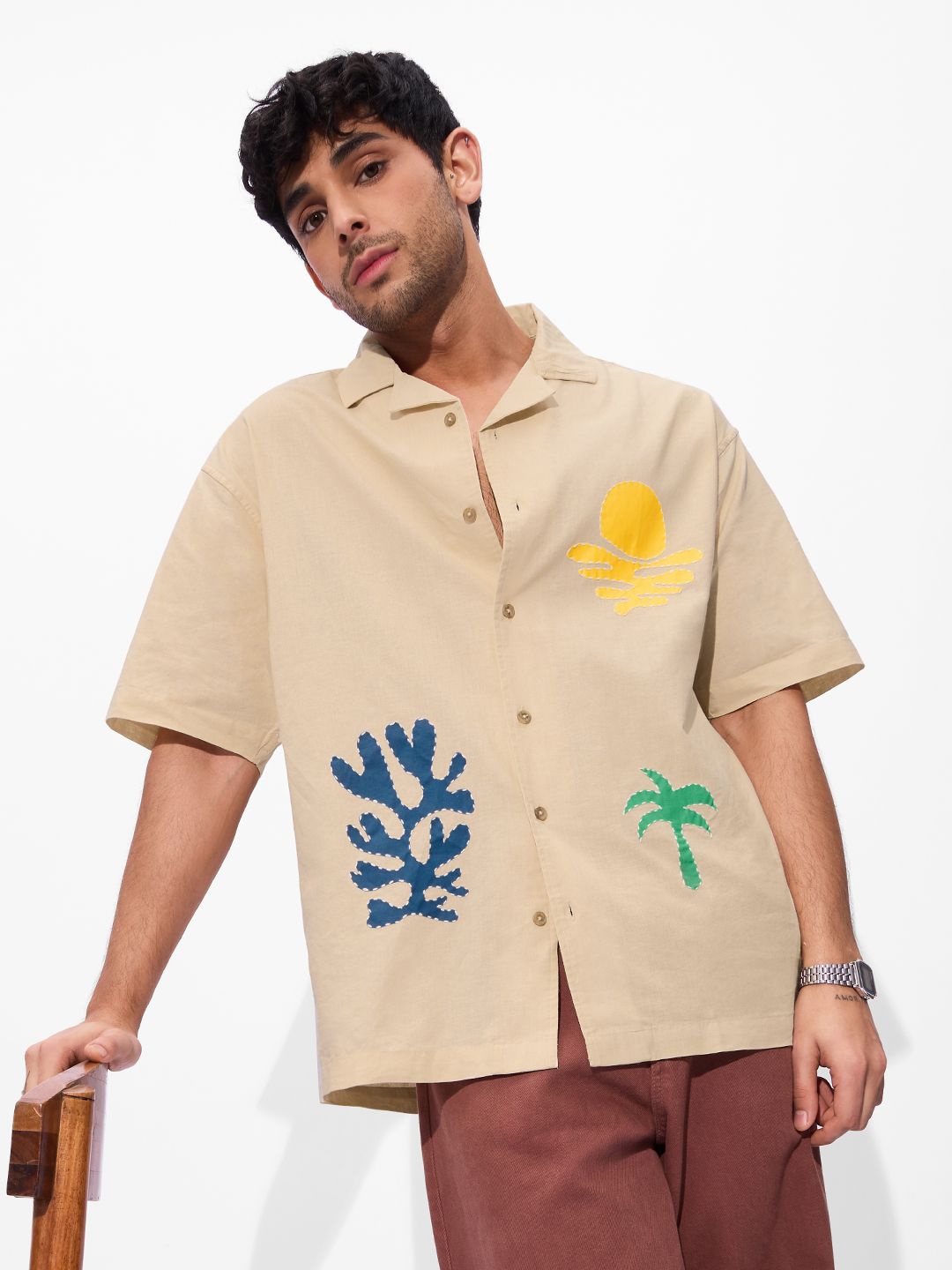 The Souled Store Men Cuban Collar Graphic Printed Cotton Oversized Casual Shirt, Beige
The Souled Store Men Cuban Collar Graphic Printed Cotton Oversized Casual Shirt, Beige