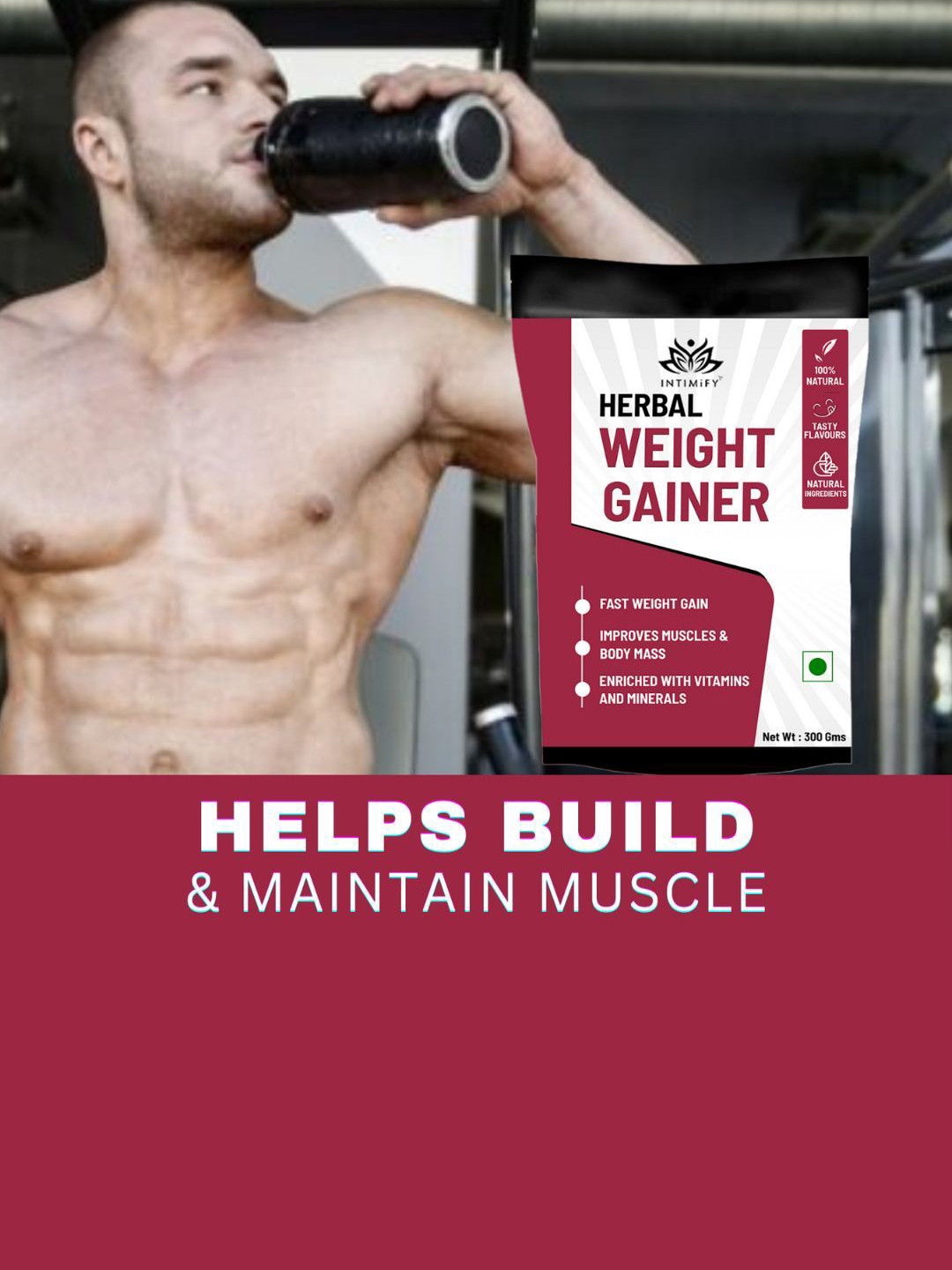 INTIMIFY Herbal Weight Gainer Powder With Kesar Pista Badam Flavour- 300 g, Brown
INTIMIFY Herbal Weight Gainer Powder With Kesar Pista Badam Flavour- 300 g, Brown