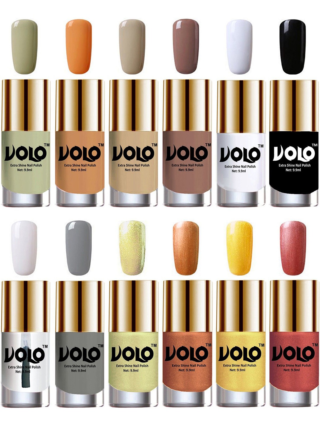 VOLO Set of 12 Luxury Super Shine Vibrant Shades Nail Polish-9ml Each-Combo No-148, Multi
VOLO Set of 12 Luxury Super Shine Vibrant Shades Nail Polish-9ml Each-Combo No-148, Multi