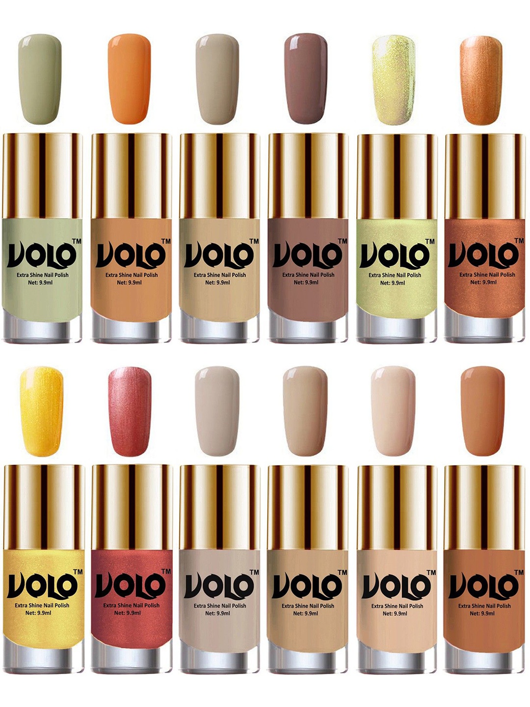 VOLO Set of 12 Luxury Super Shine Vibrant Shades Nail Polish -9ml Each-Combo No-99, Multi
VOLO Set of 12 Luxury Super Shine Vibrant Shades Nail Polish -9ml Each-Combo No-99, Multi