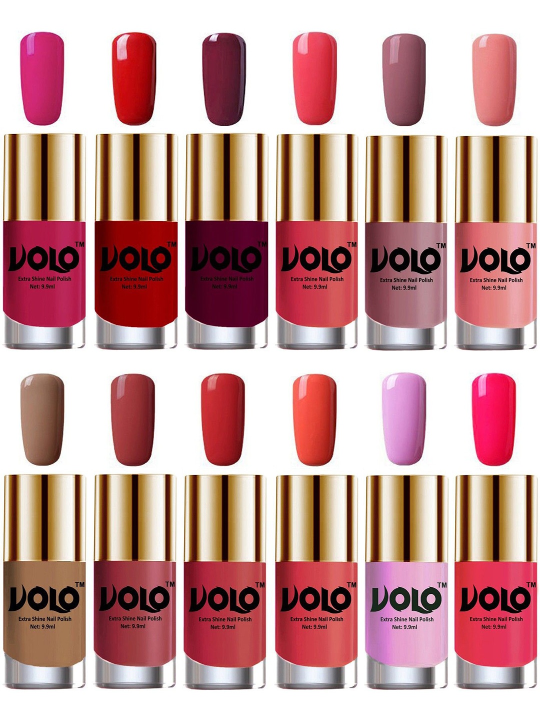 VOLO Set of 12 Luxury Super Shine Vibrant Shades Nail Polish-9ml Each-Combo No-171, Multi
VOLO Set of 12 Luxury Super Shine Vibrant Shades Nail Polish-9ml Each-Combo No-171, Multi