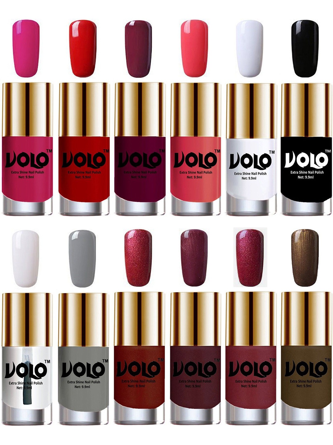 VOLO Set Of 12 High-Shine Long Lasting Non Toxic Professional Nail Polish- 9.9ml Each, Red
VOLO Set Of 12 High-Shine Long Lasting Non Toxic Professional Nail Polish- 9.9ml Each, Red
