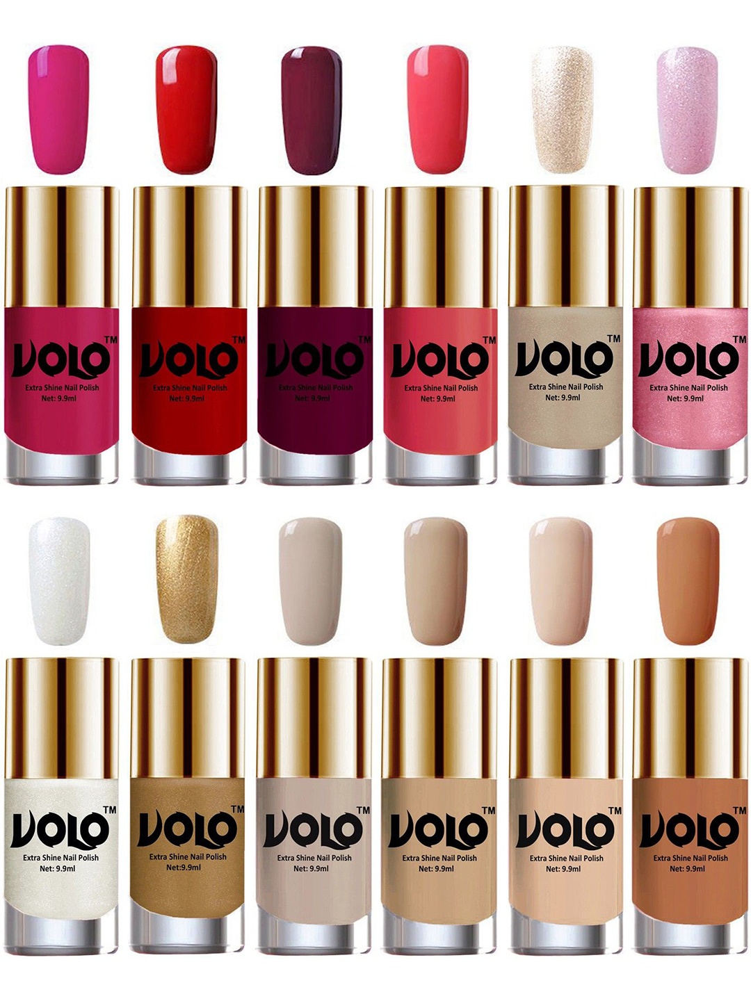 VOLO Set Of 12 High-Shine Long Lasting Non Toxic Professional Nail Polish- 9.9ml Each, Red
VOLO Set Of 12 High-Shine Long Lasting Non Toxic Professional Nail Polish- 9.9ml Each, Red