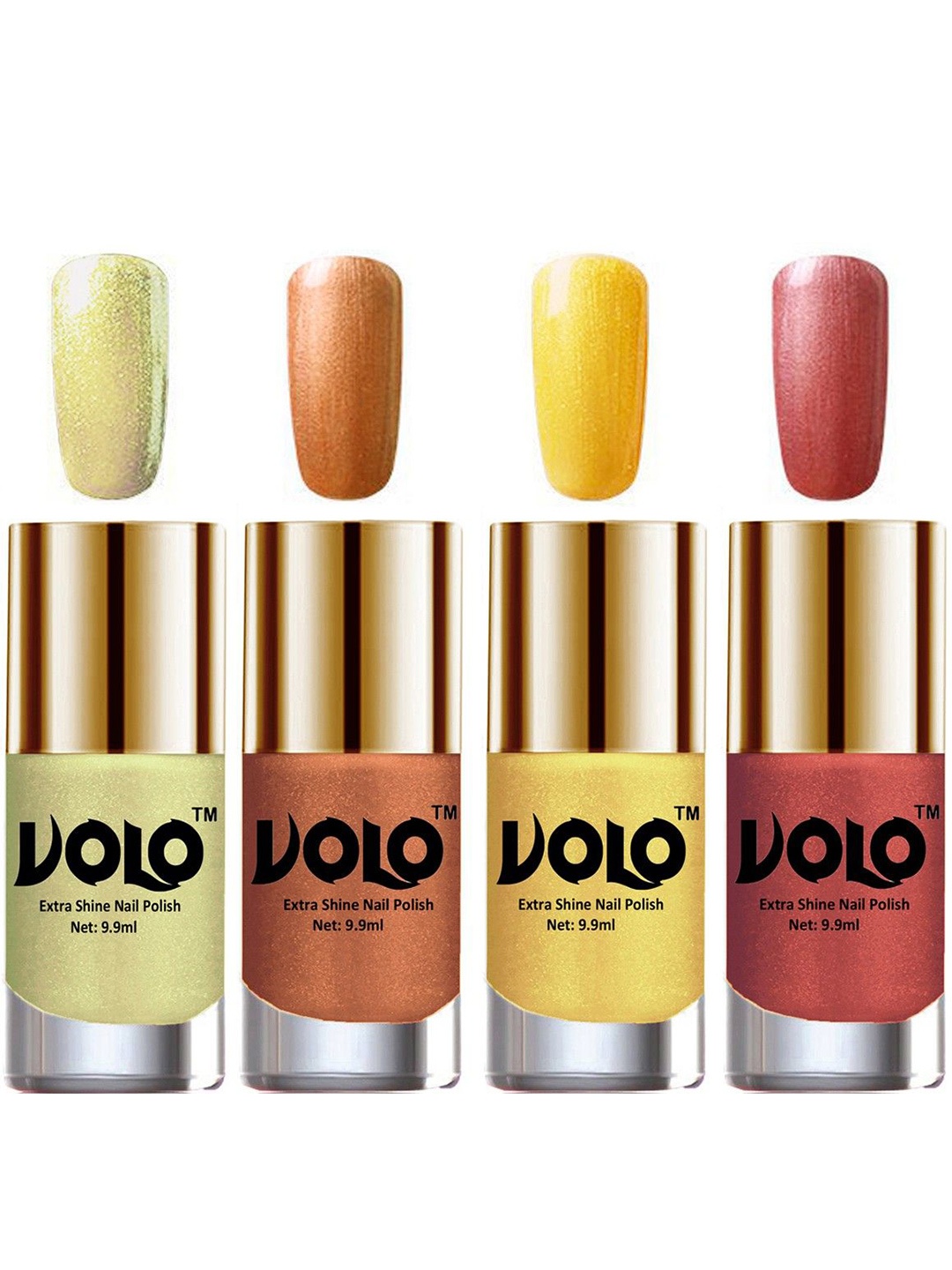 VOLO Set Of 4 HD Colors High-Shine Long Lasting Nail Polish - 9.9 ml Each - Combo No-13, Multi
VOLO Set Of 4 HD Colors High-Shine Long Lasting Nail Polish - 9.9 ml Each - Combo No-13, Multi