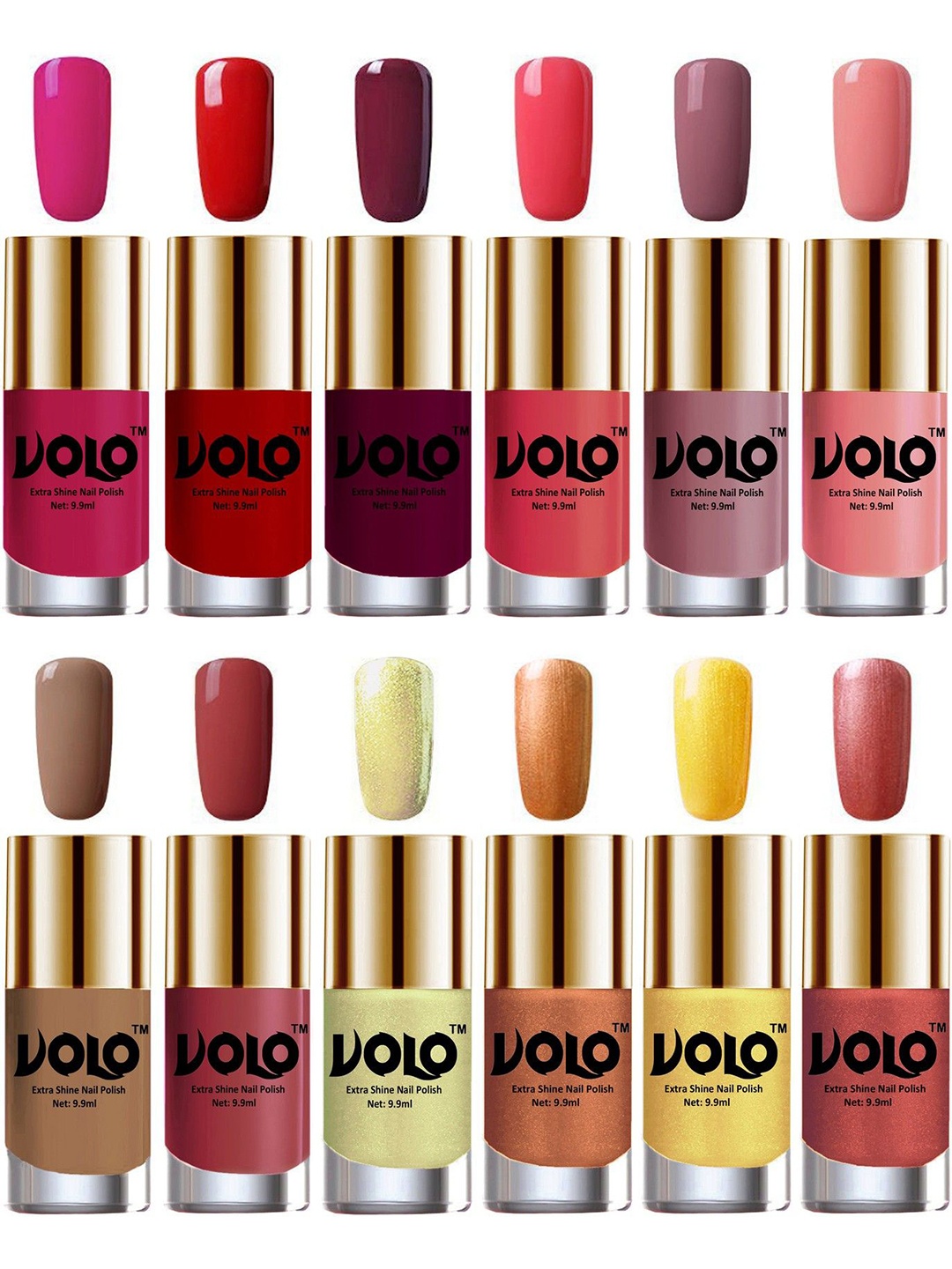 VOLO Set Of 12 Luxury Super Shine Nail Polish- 9.9ml Each- Combo- No- 169, Pink
VOLO Set Of 12 Luxury Super Shine Nail Polish- 9.9ml Each- Combo- No- 169, Pink