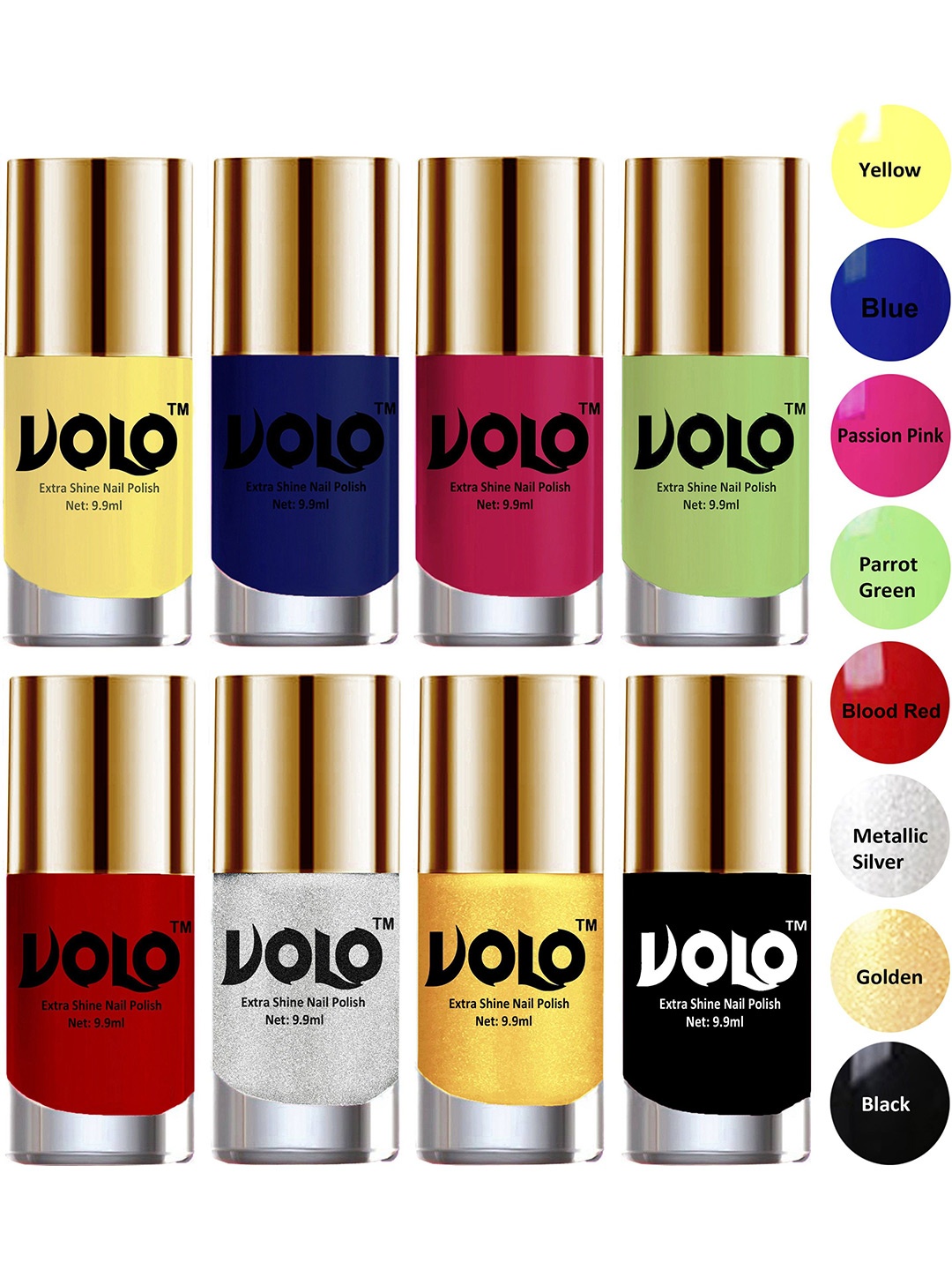 VOLO Set of 8 New Look Extra Lasting Nail Polish- 9.9ml Each- Combo No. 43, Pink
VOLO Set of 8 New Look Extra Lasting Nail Polish- 9.9ml Each- Combo No. 43, Pink