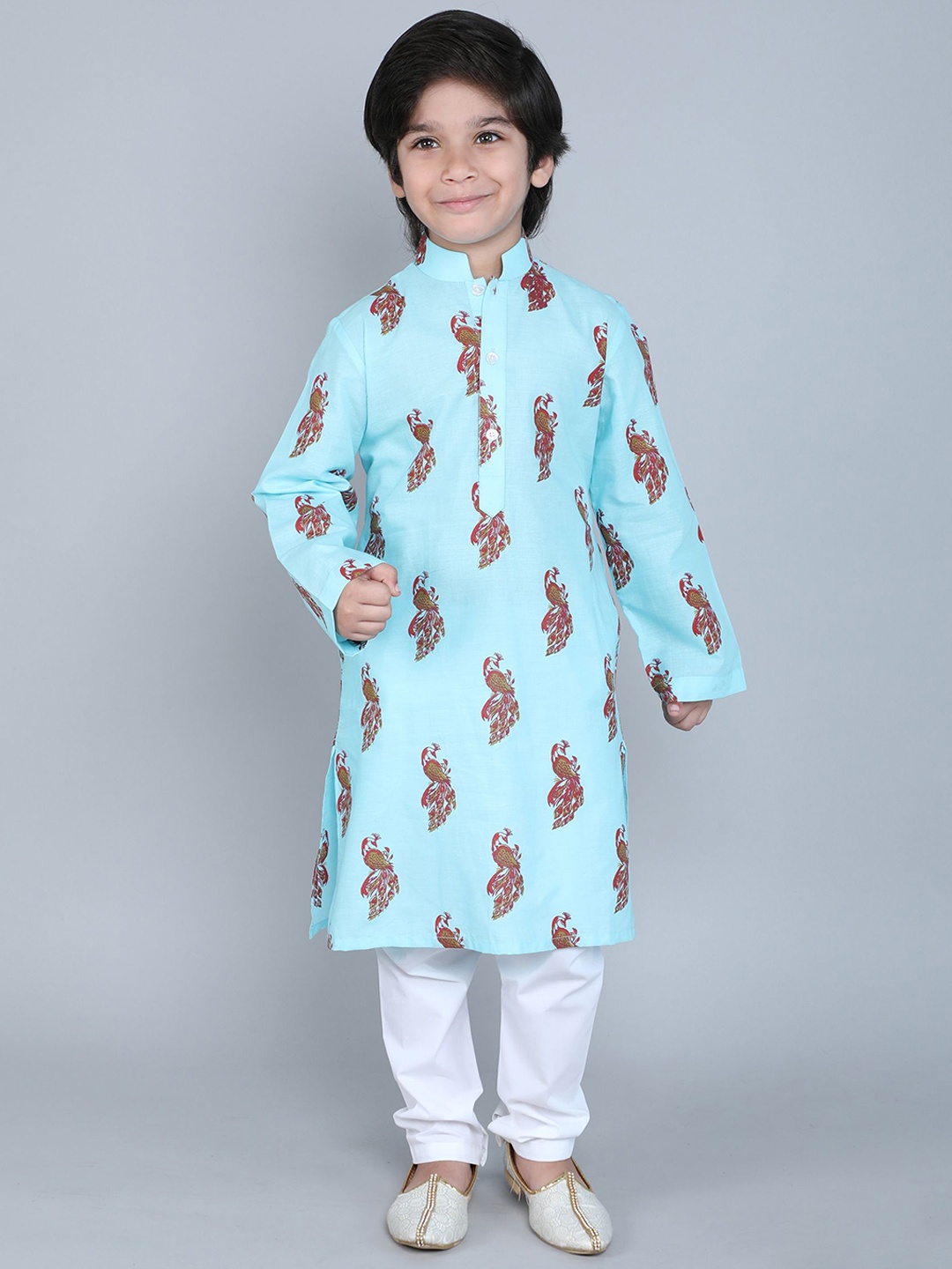 Little Clothings Boys Ethnic Motifs Printed Pure Cotton Straight Kurta with Churidar, Blue
Little Clothings Boys Ethnic Motifs Printed Pure Cotton Straight Kurta with Churidar, Blue