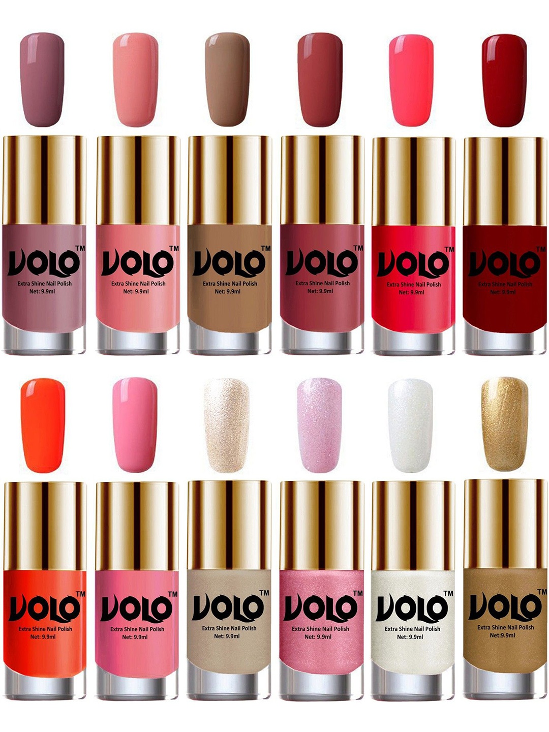 VOLO Set Of 12 Luxury Super Shine Vibrant Shades Nail Polish-9ml Each-Combo No-238, Multi
VOLO Set Of 12 Luxury Super Shine Vibrant Shades Nail Polish-9ml Each-Combo No-238, Multi